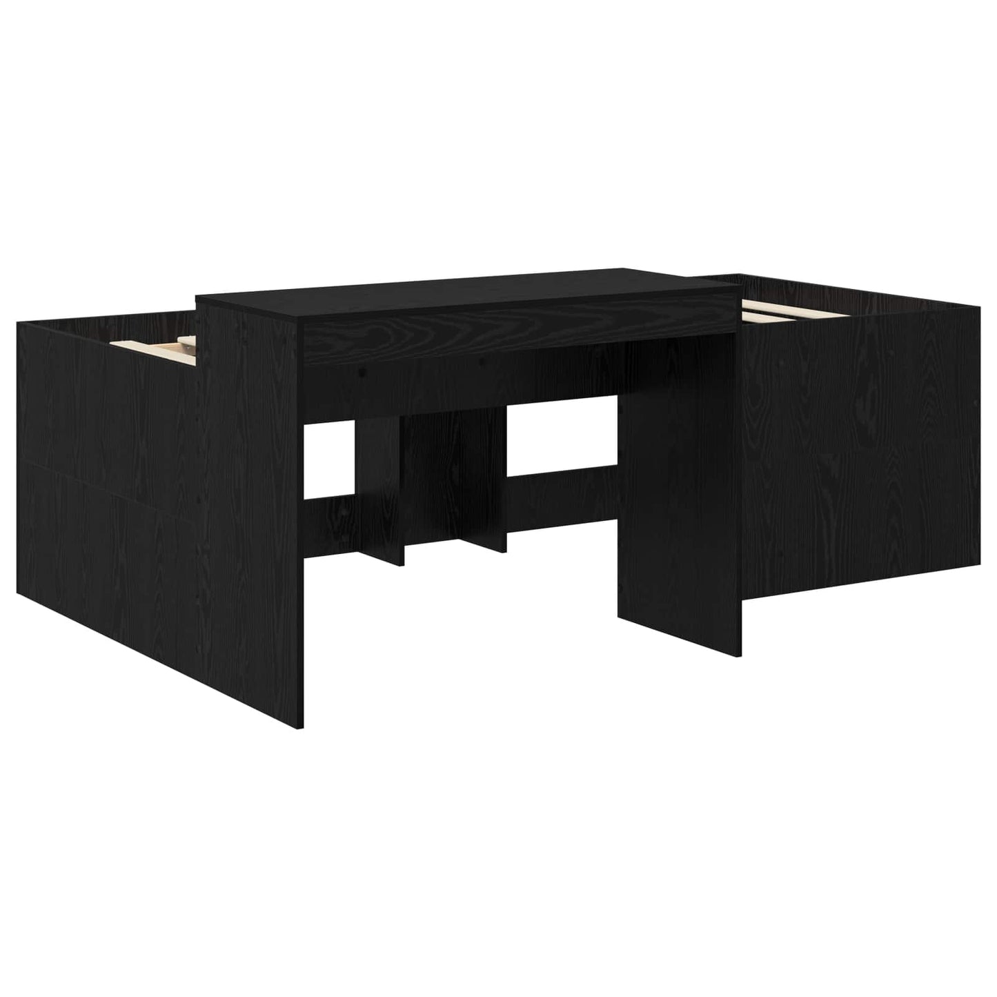 Kids'High Bed Frame with Desk Black Engineered Wood