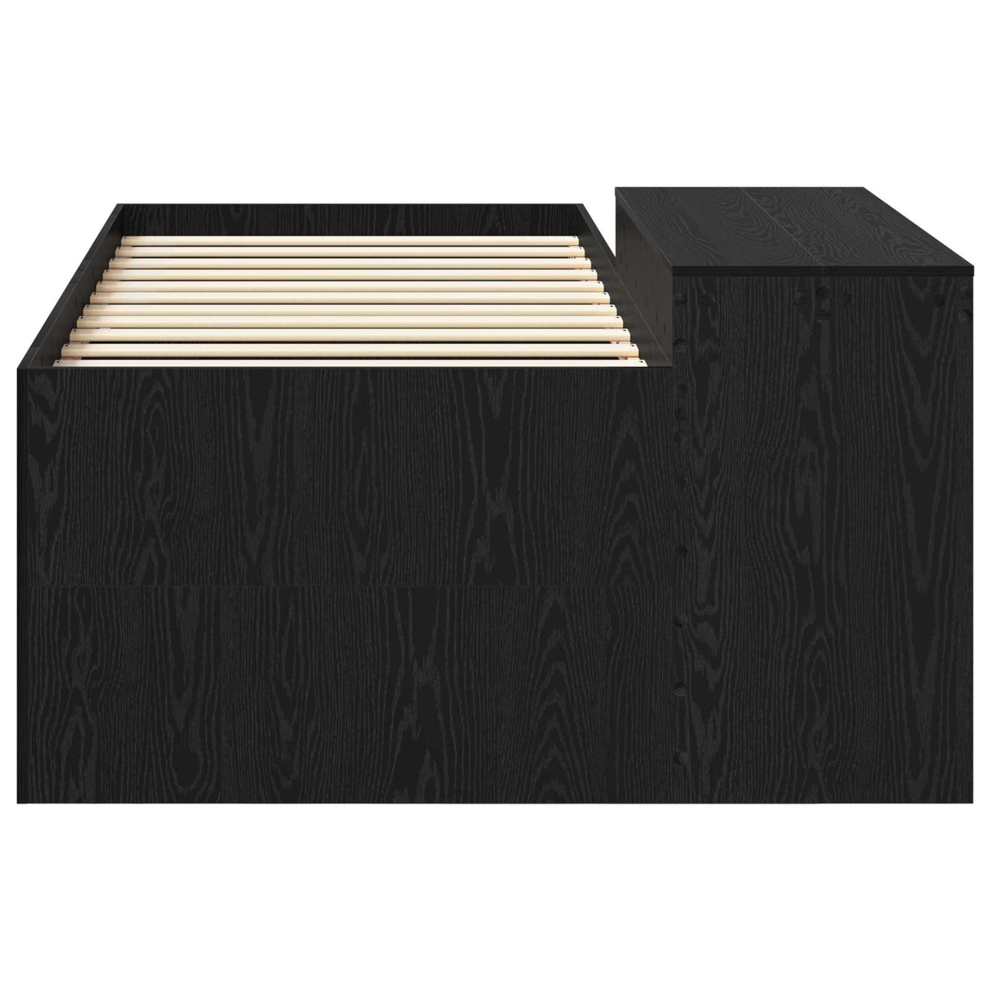 Kids'High Bed Frame with Desk Black Engineered Wood