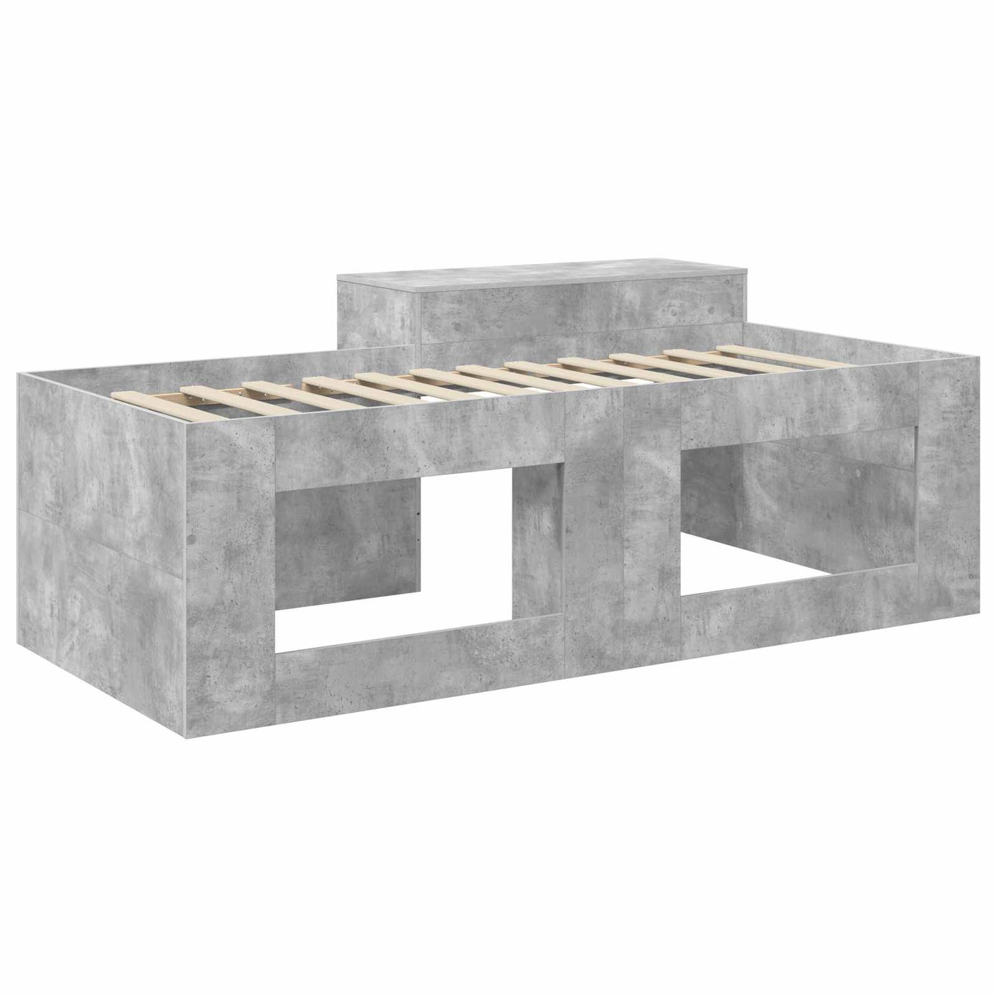 Kids'High Bed Frame with Desk Concrete Grey Engineered Wood