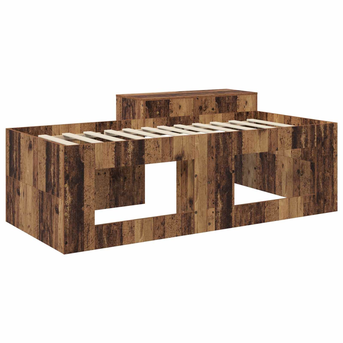 Kids'High Bed Frame with Desk Old Wood Engineered Wood