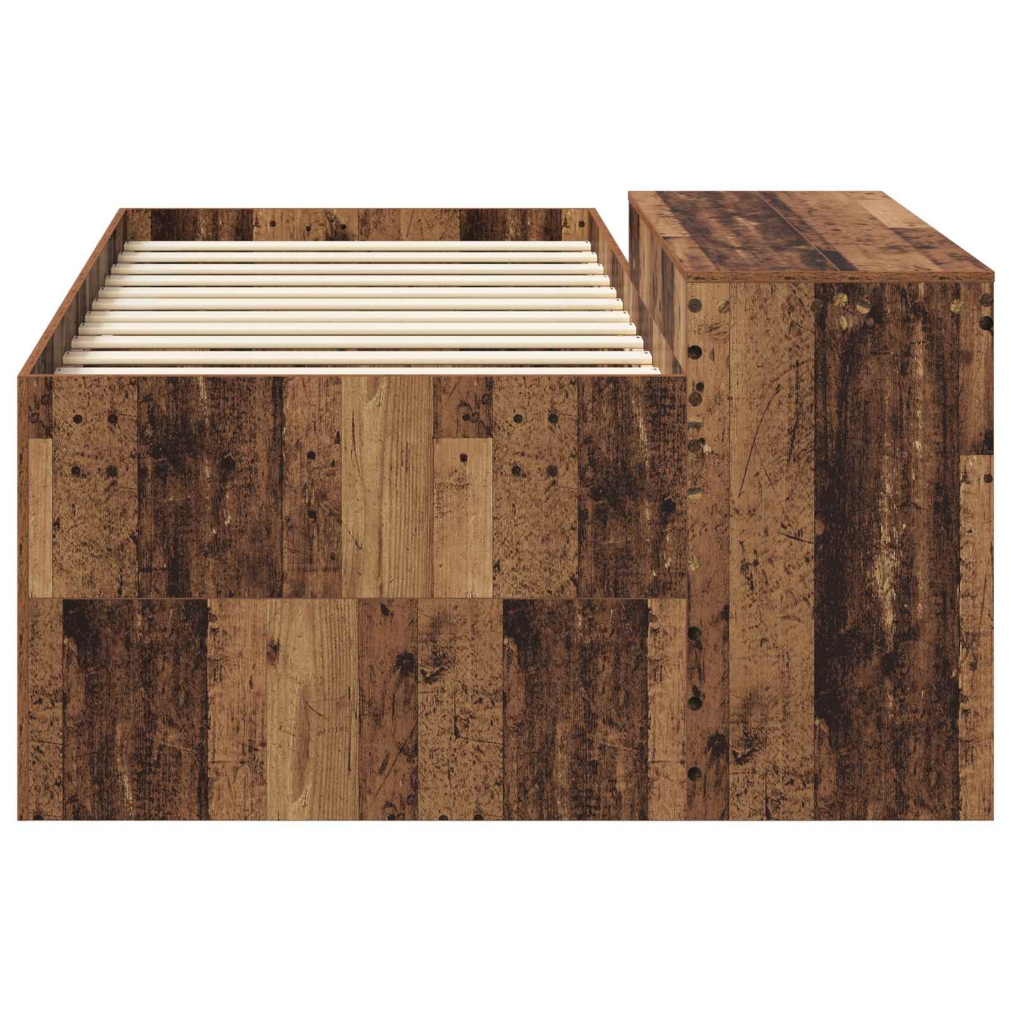 Kids'High Bed Frame with Desk Old Wood Engineered Wood