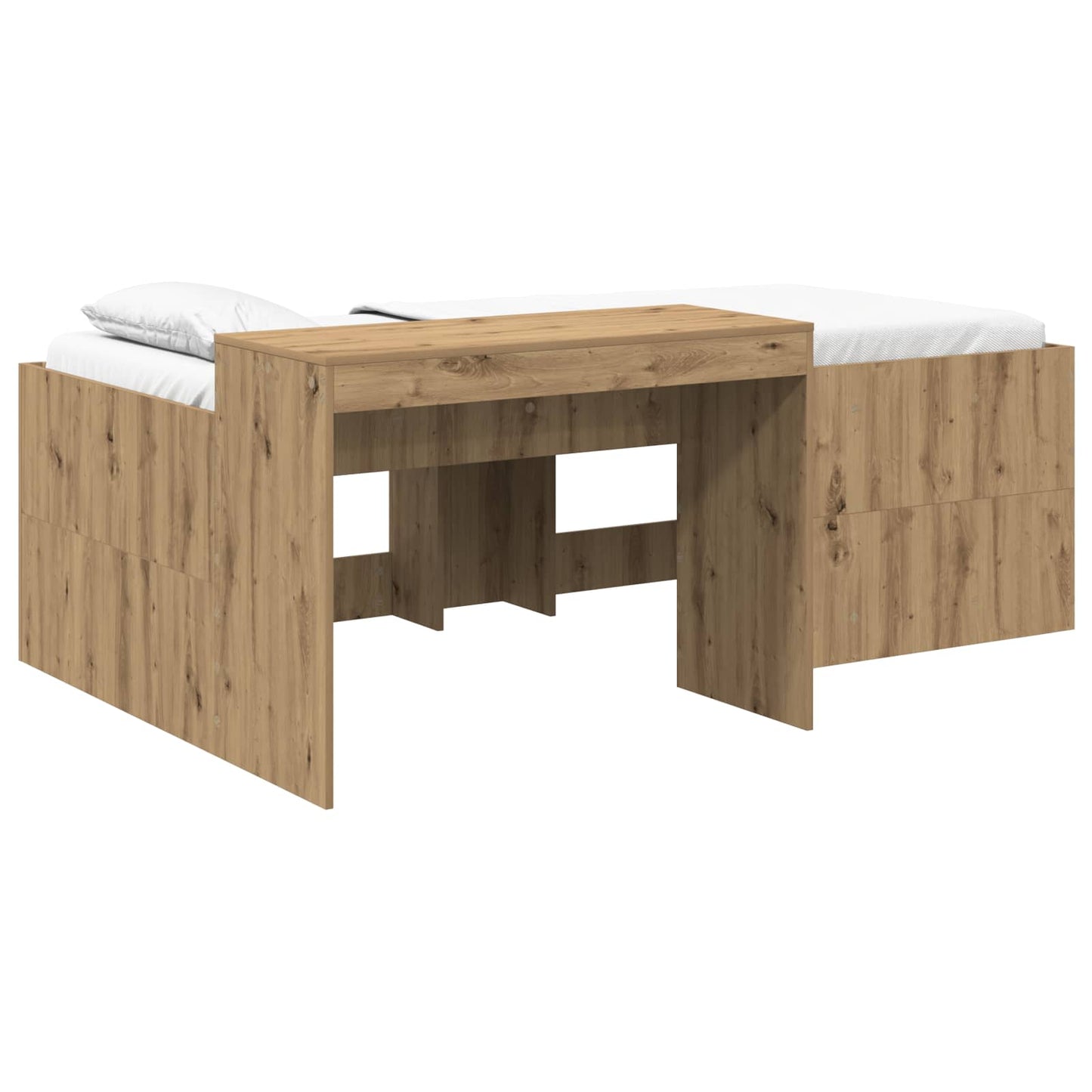 Kids'High Bed Frame with Desk Artisan Oak Engineered Wood