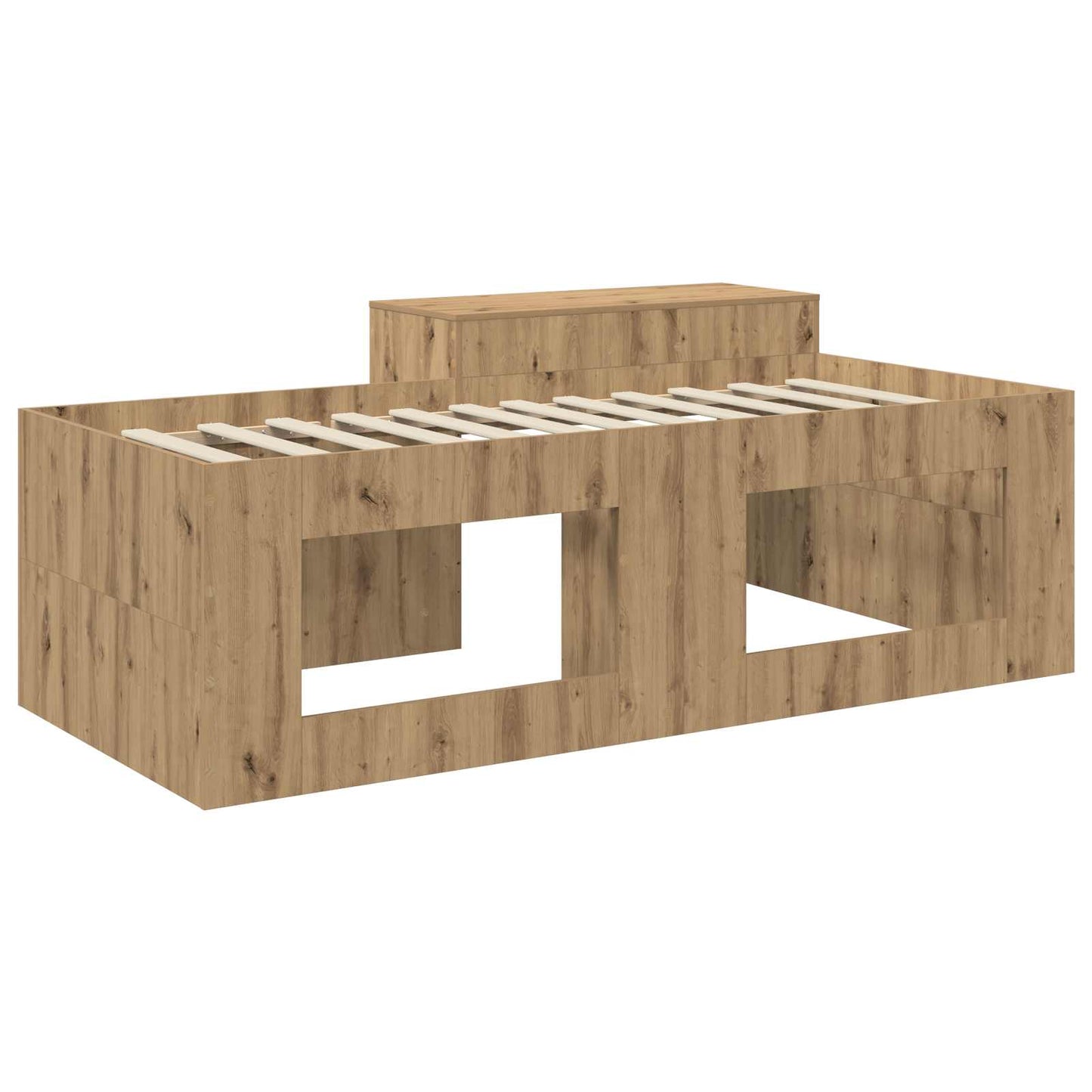 Kids'High Bed Frame with Desk Artisan Oak Engineered Wood