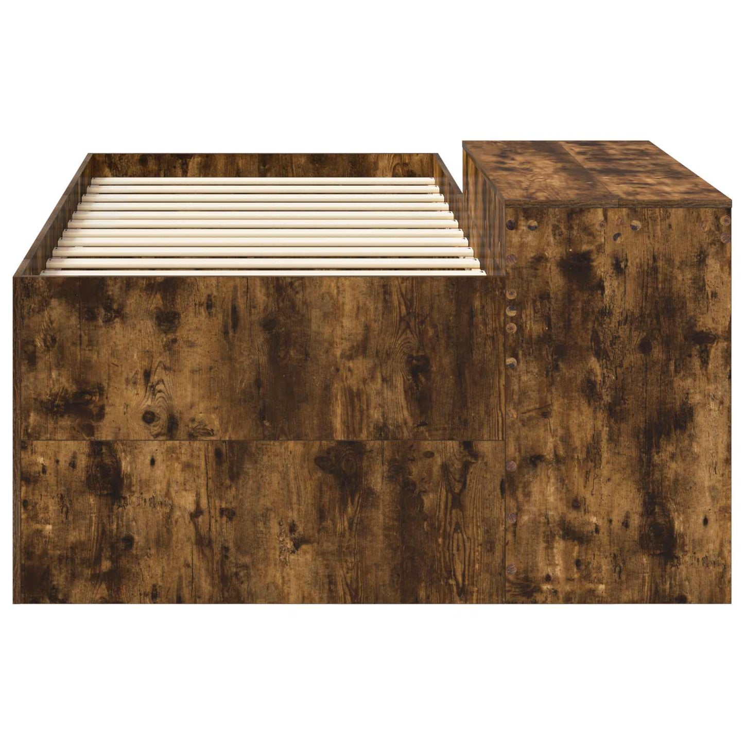 Kids'High Bed Frame with Desk Smoked Oak 75 x 190 cm