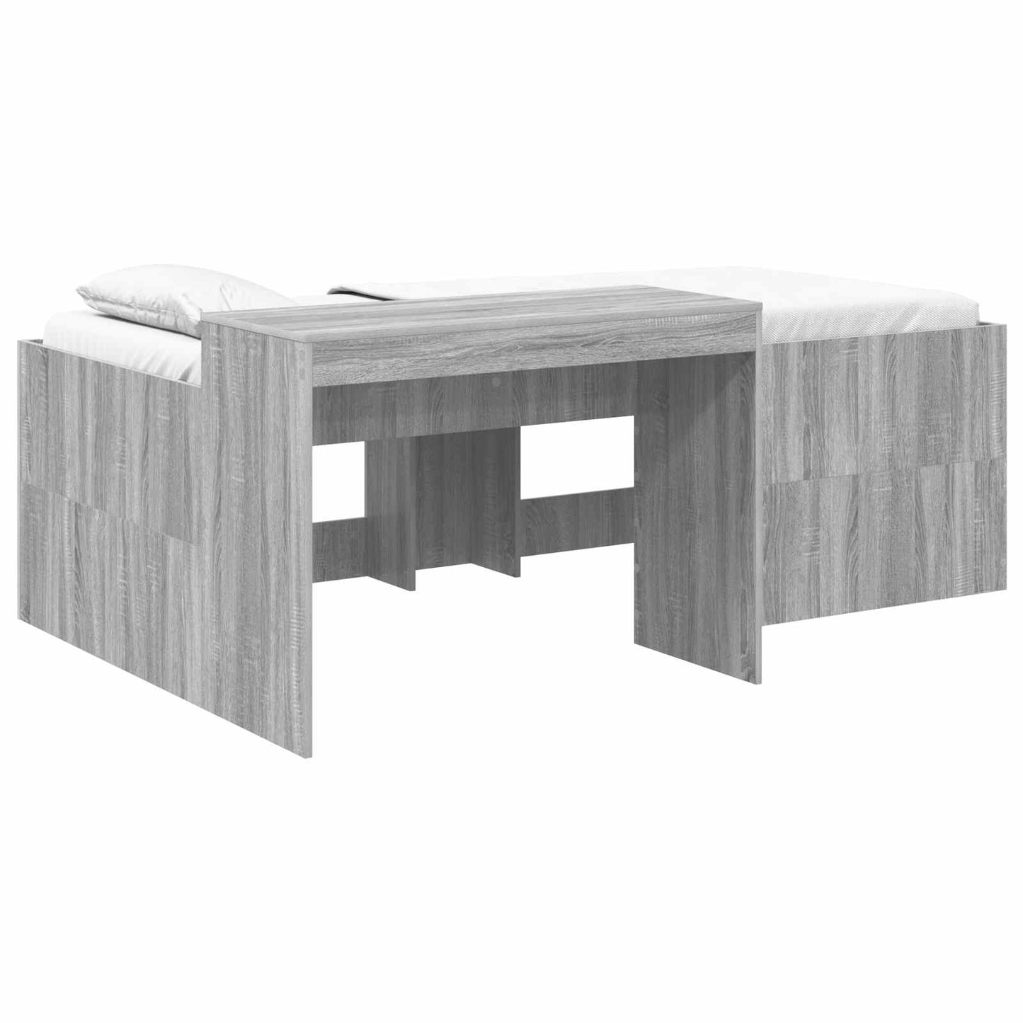 Kids'High Bed Frame with Desk Grey Sonoma 75 x 190 cm