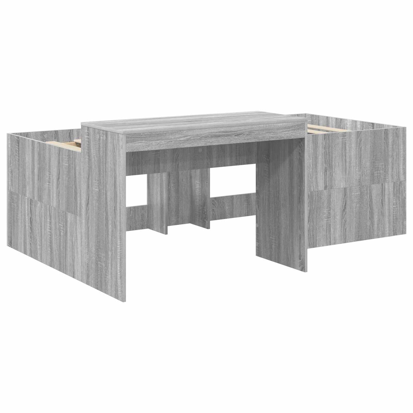 Kids'High Bed Frame with Desk Grey Sonoma 75 x 190 cm