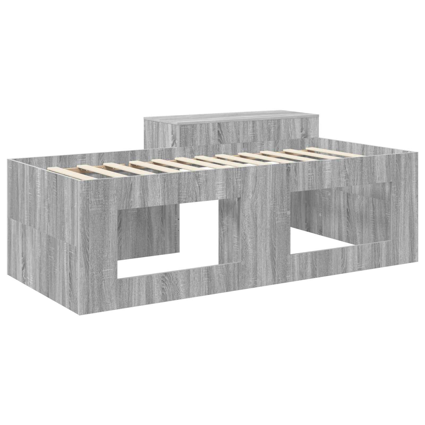 Kids'High Bed Frame with Desk Grey Sonoma 75 x 190 cm