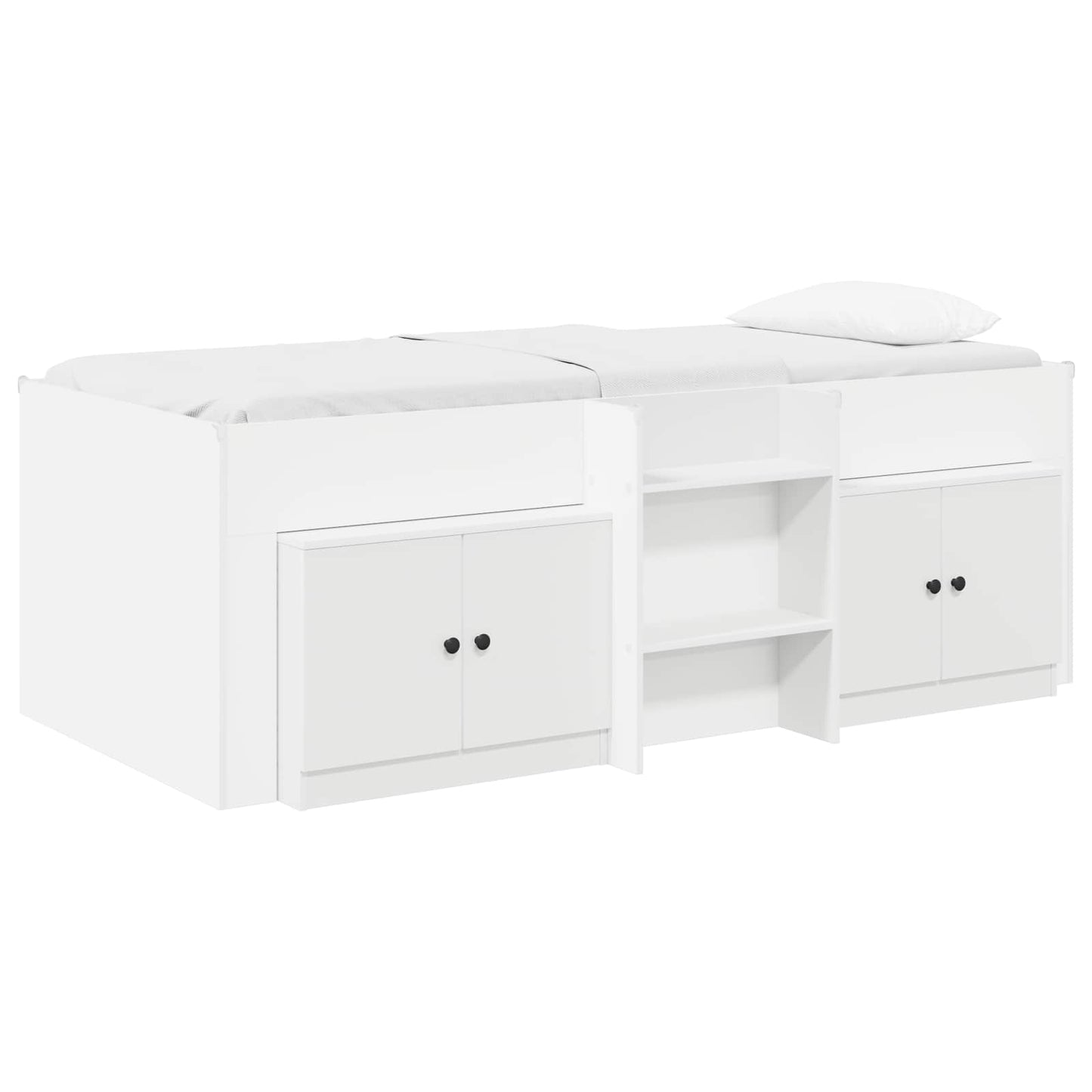 Loft Bed Frame with Cabinet 3 pcs White Engineered Wood