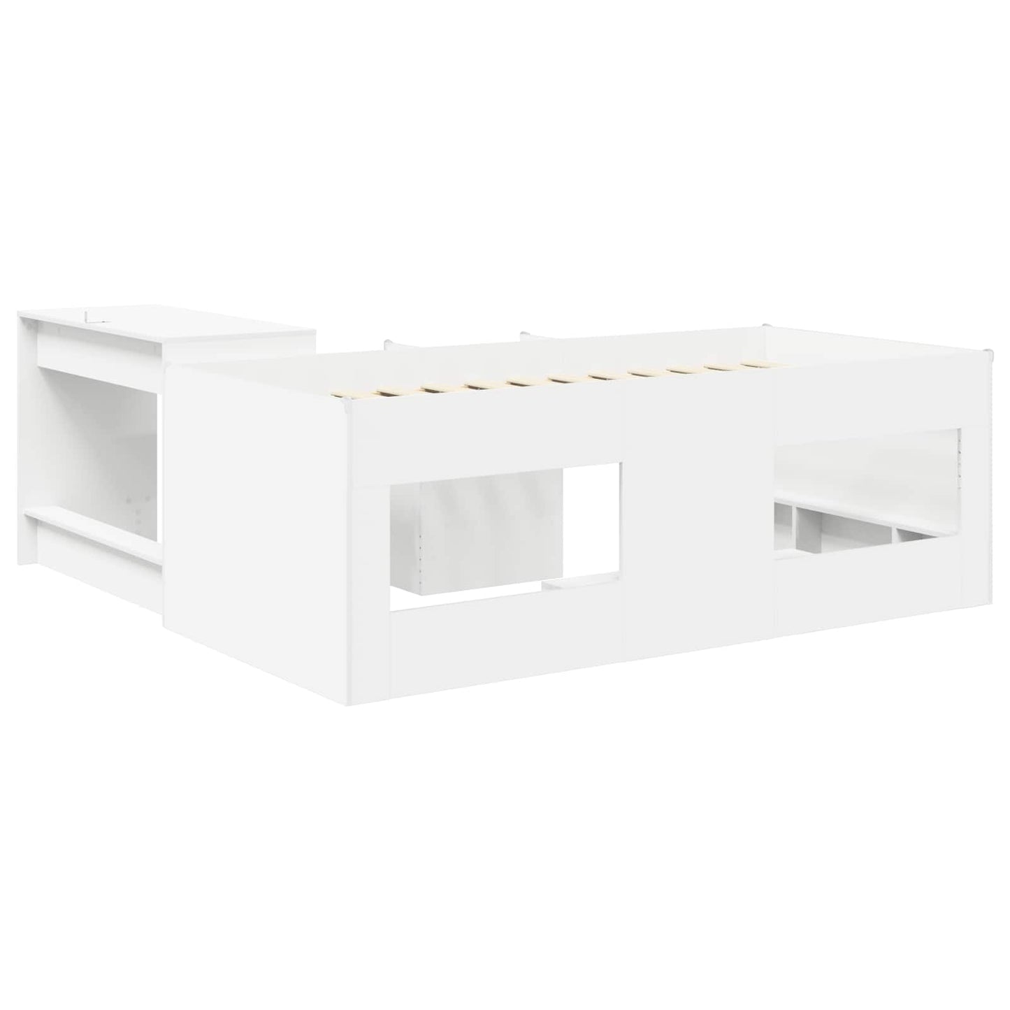 Kids'High Bed Frame with Desk White 80 x 200 cm