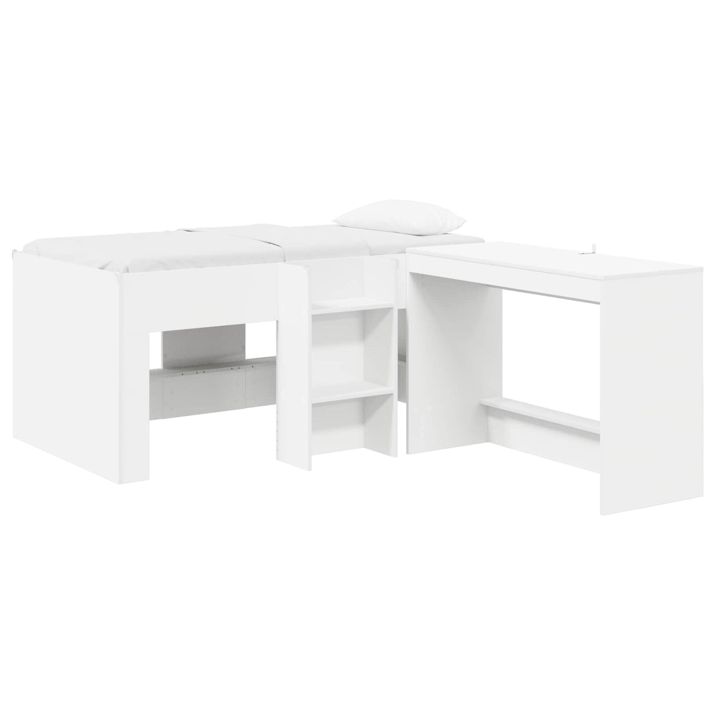 Kids'High Bed Frame with Desk White 80 x 160 cm