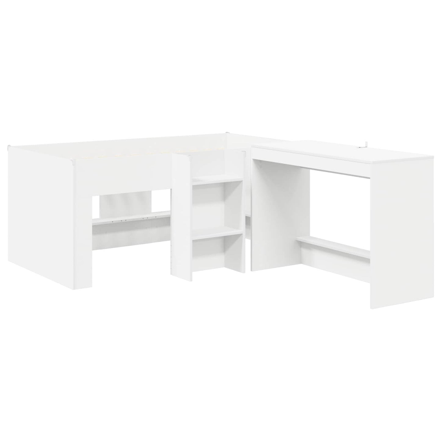 Kids'High Bed Frame with Desk White 80 x 160 cm