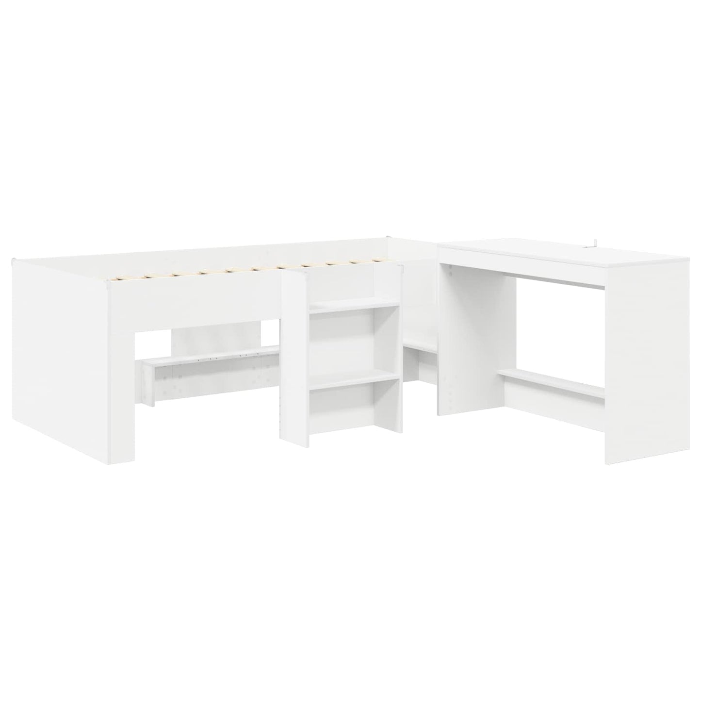 Kids'High Bed Frame with Desk White 90 x 190 cm