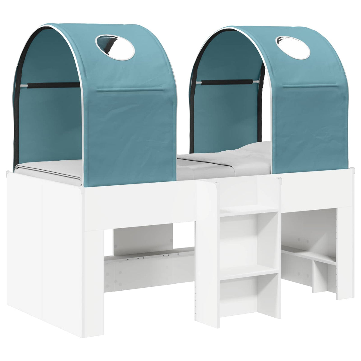 Bed with Tunnel 3 pcs White and Light Blue Engineered Wood