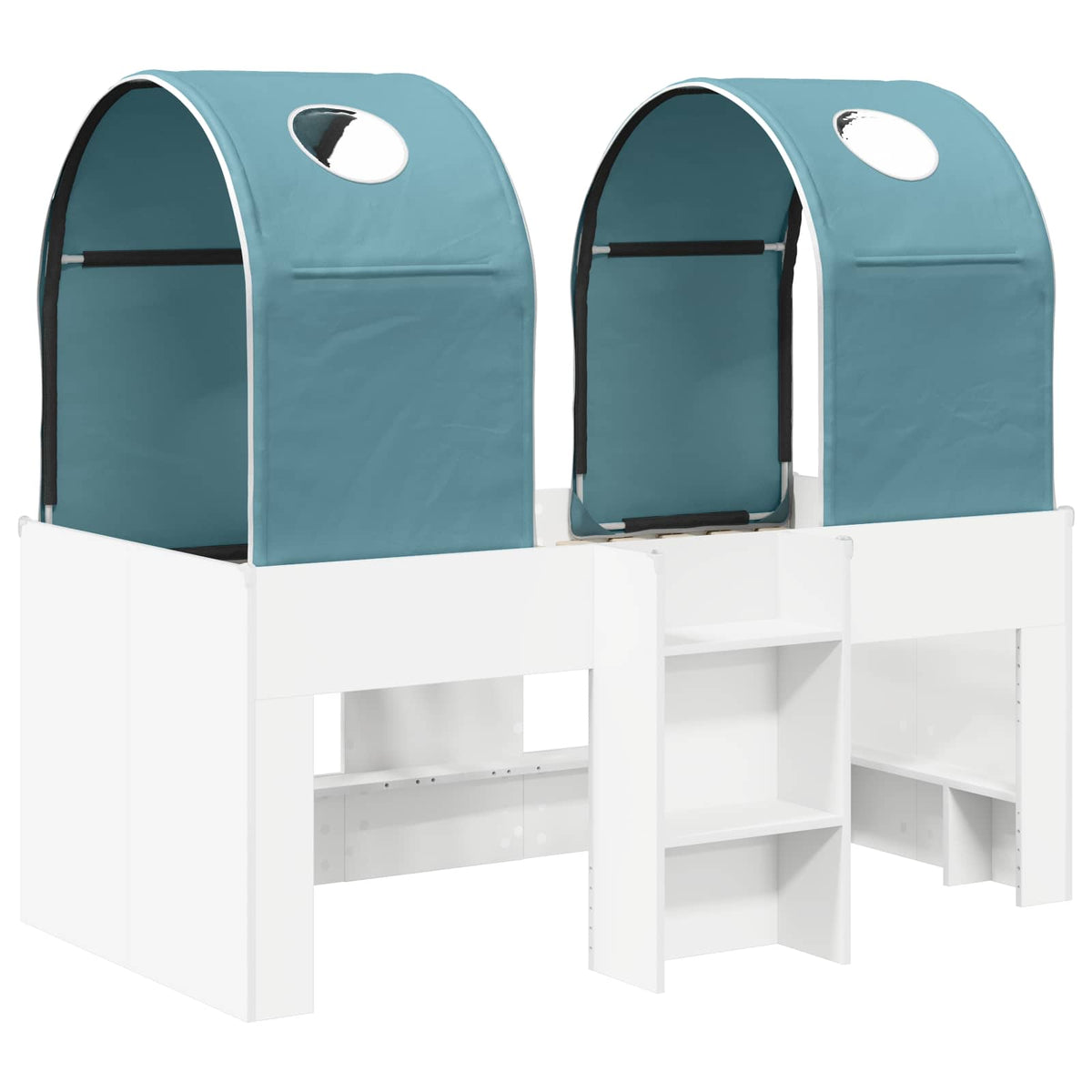 Bed with Tunnel 3 pcs White and Light Blue Engineered Wood