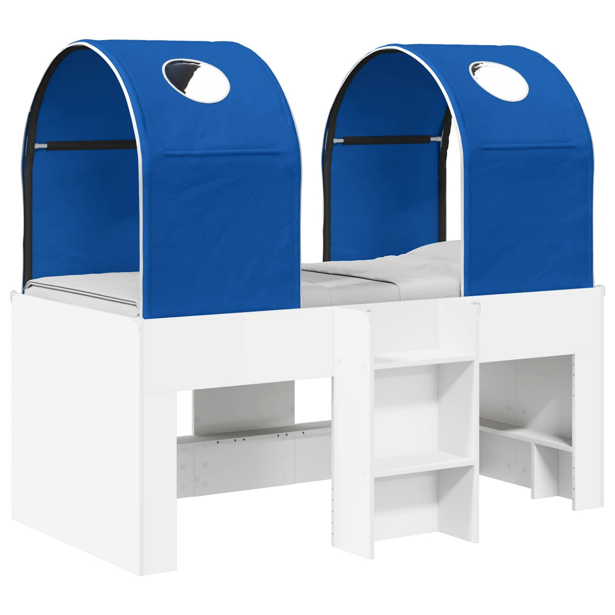 Bed with Tunnel 3 pcs White and Blue Engineered Wood