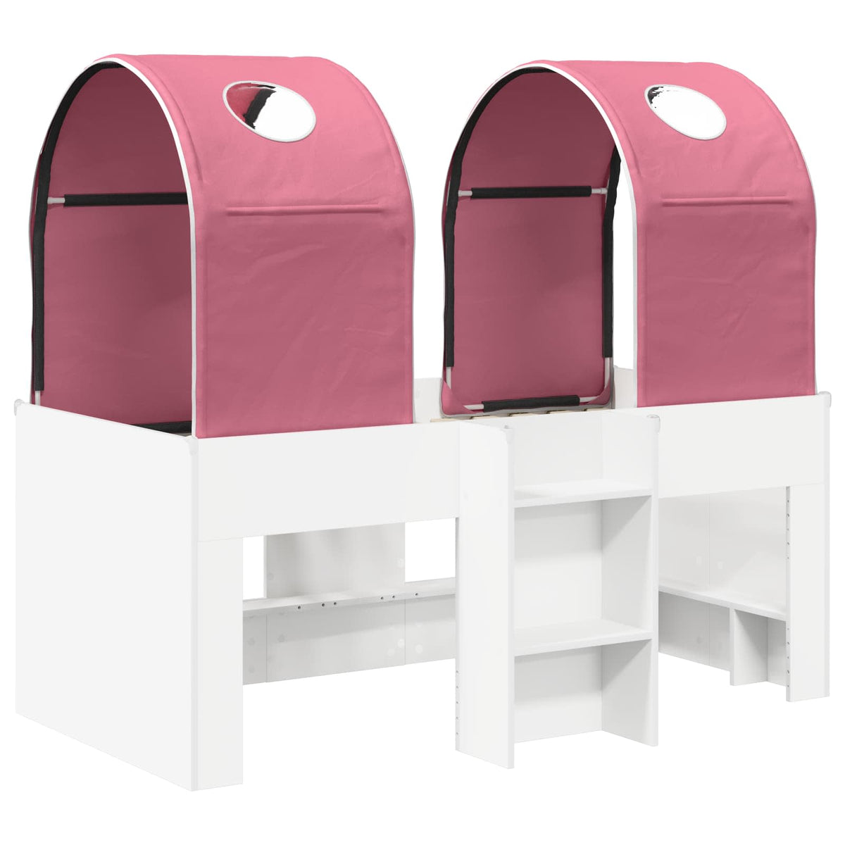 Bed with Tunnel 3 pcs White and Pink Engineered Wood