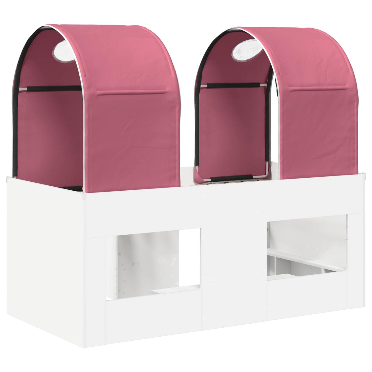 Bed with Tunnel 3 pcs White and Pink Engineered Wood