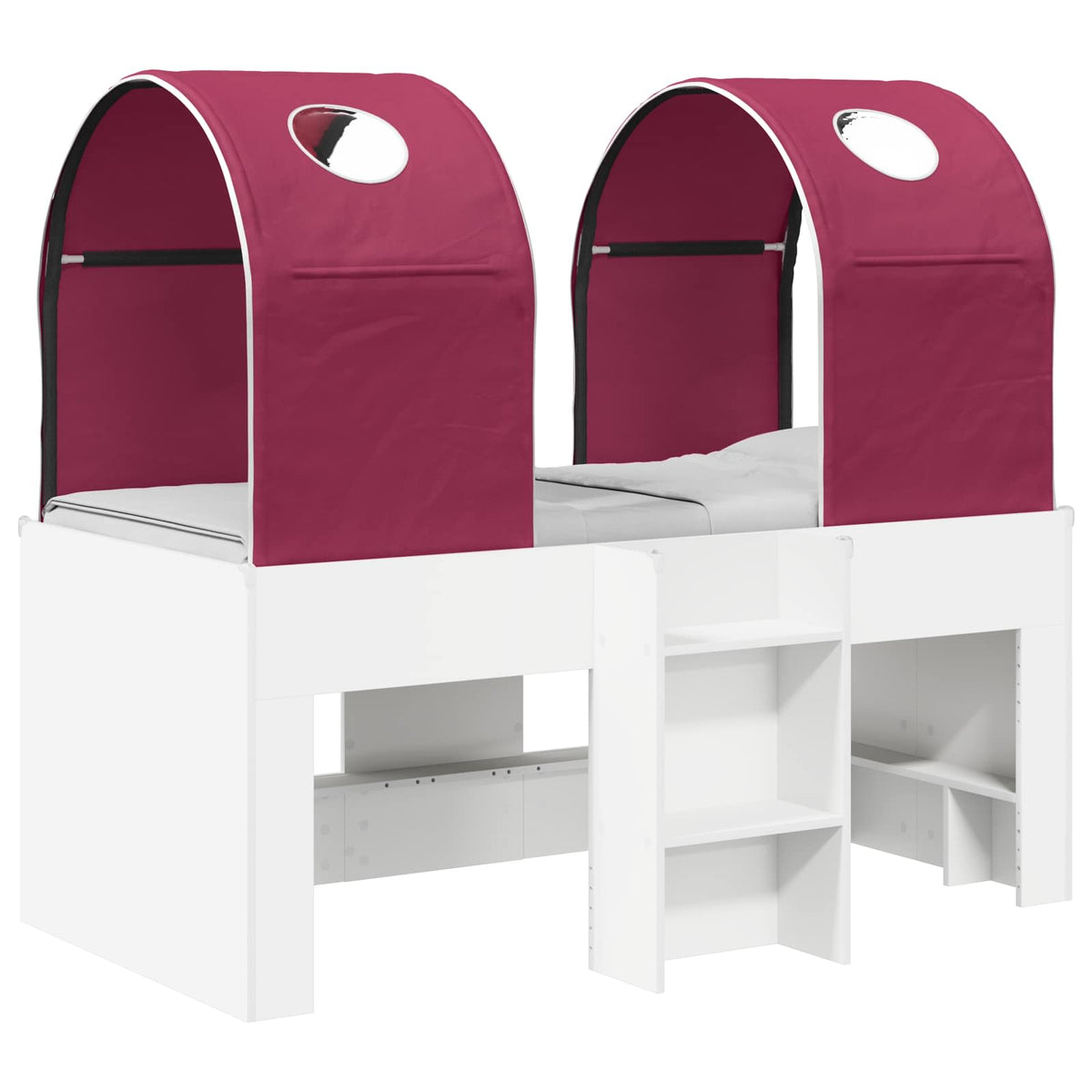 Bed with Tunnel 4 pcs White and Red Engineered Wood