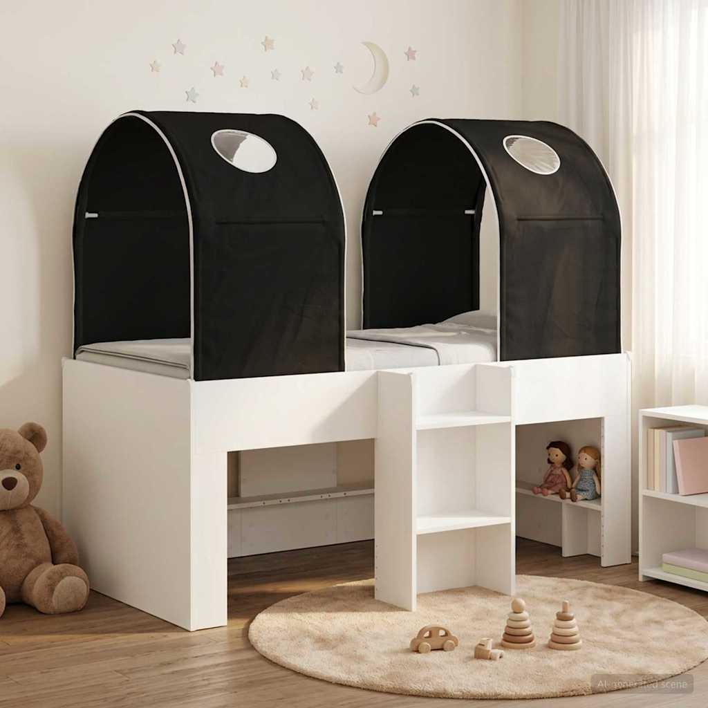 Bed with Tunnel 3 pcs White and Black Engineered Wood