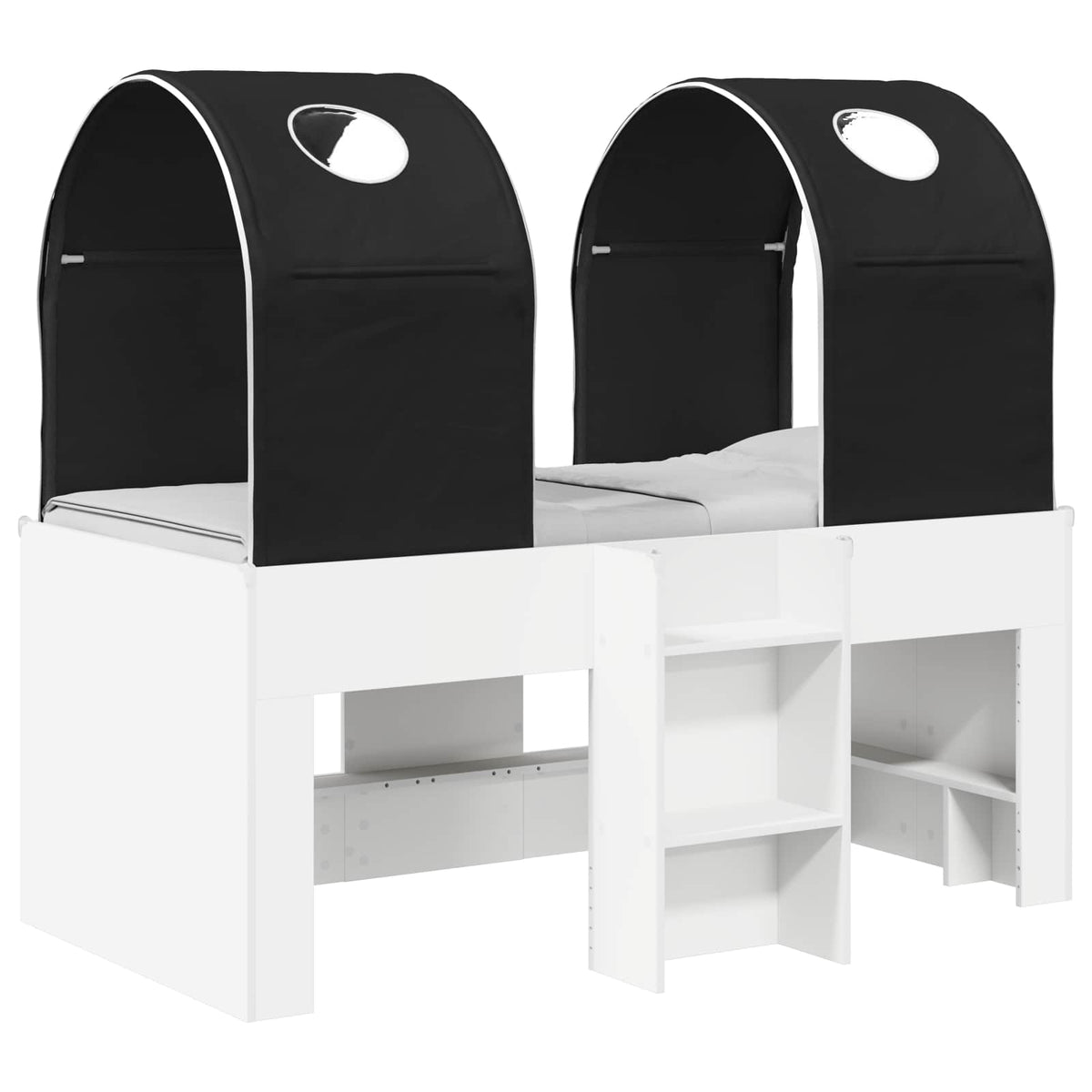 Bed with Tunnel 3 pcs White and Black Engineered Wood