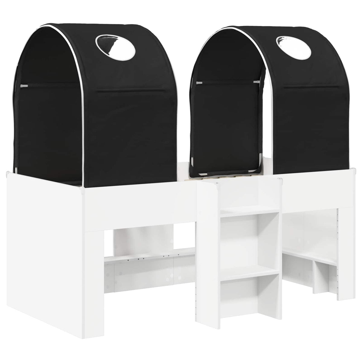 Bed with Tunnel 3 pcs White and Black Engineered Wood