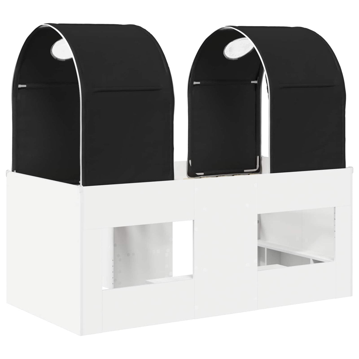 Bed with Tunnel 3 pcs White and Black Engineered Wood