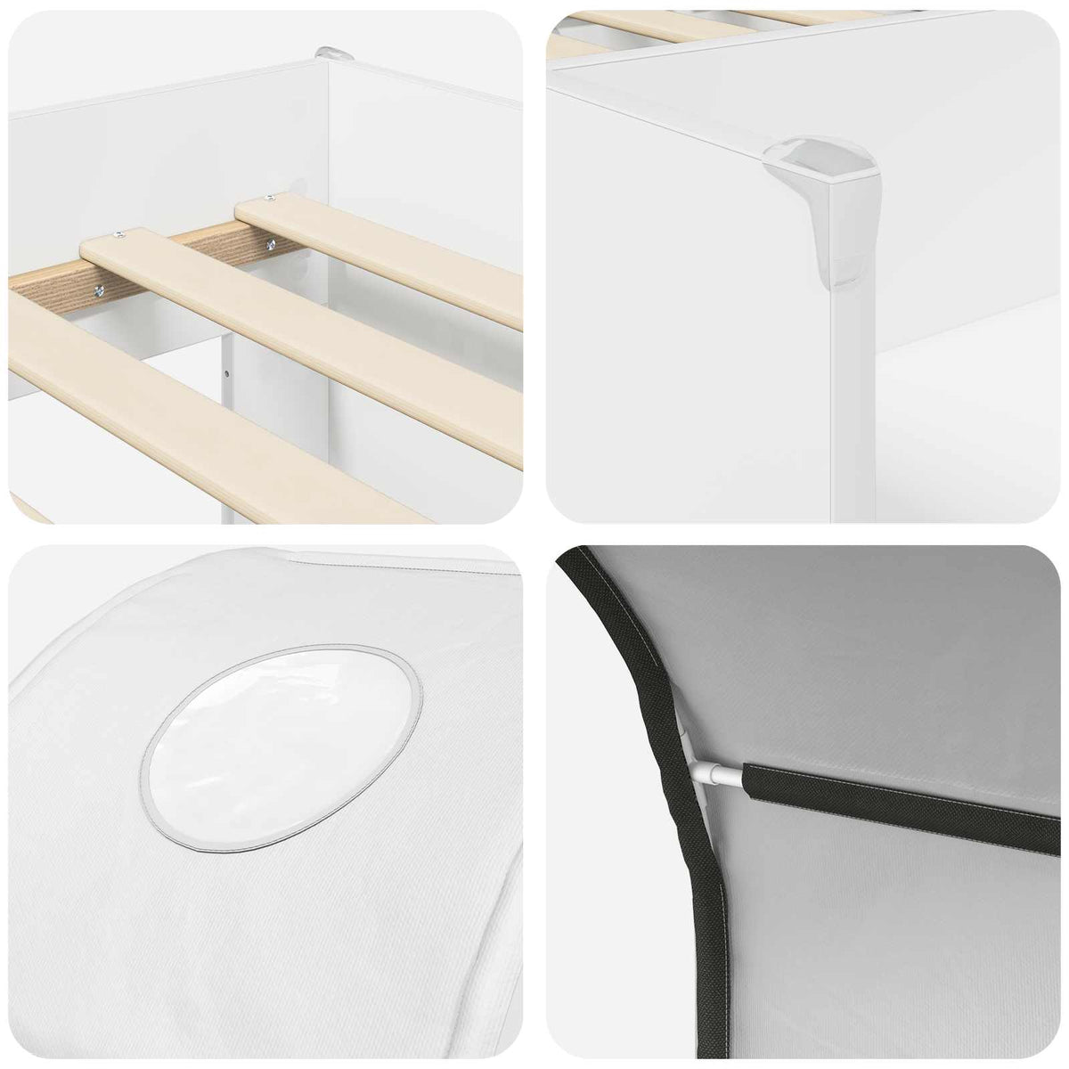 Bed with Tunnel 3 pcs White Engineered Wood