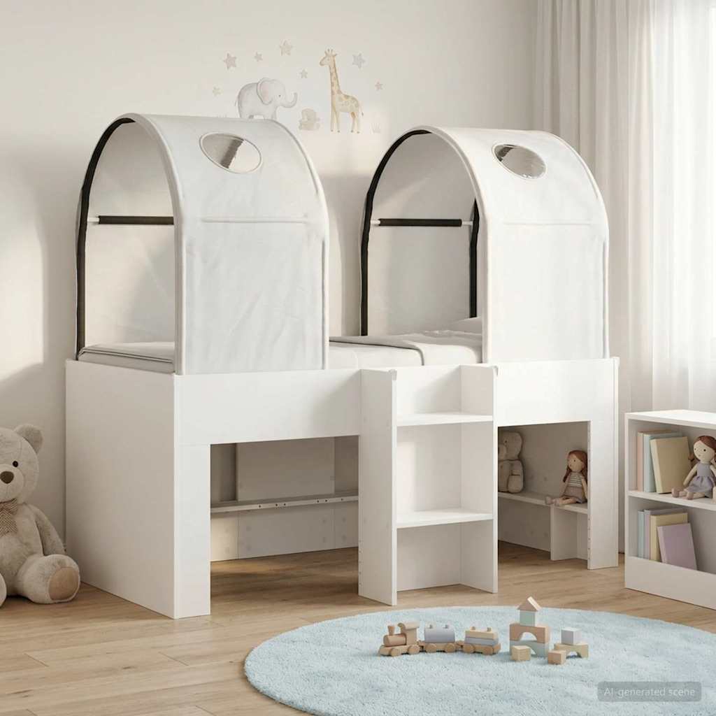 Bed with Tunnel 3 pcs White Engineered Wood