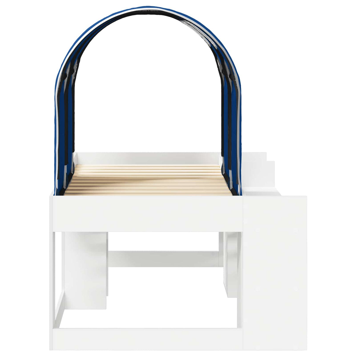 Bed with Tunnel with Shelf 3 pcs White and Blue Engineered Wood