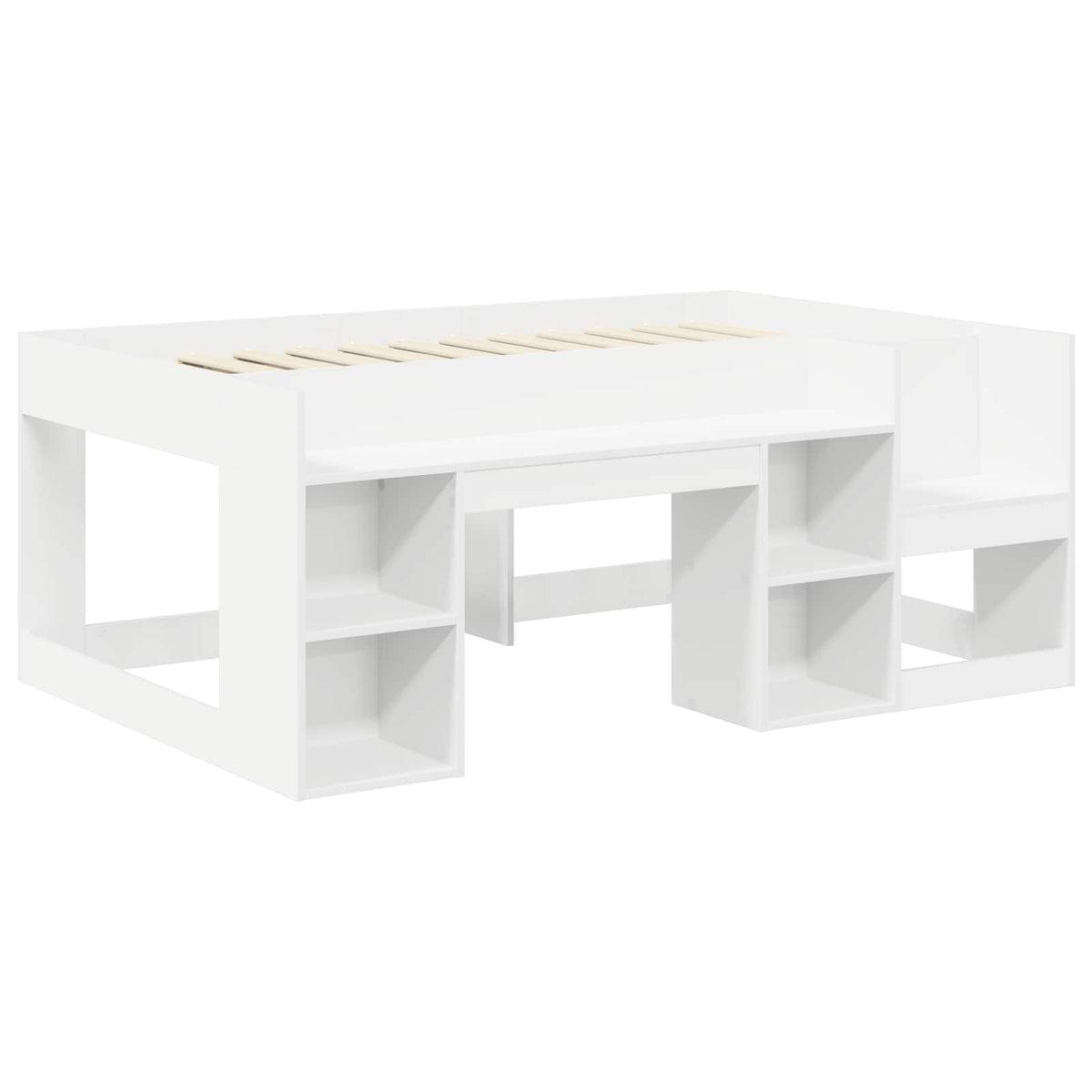 Bed with Tunnel with Shelf 3 pcs White and Red Engineered Wood