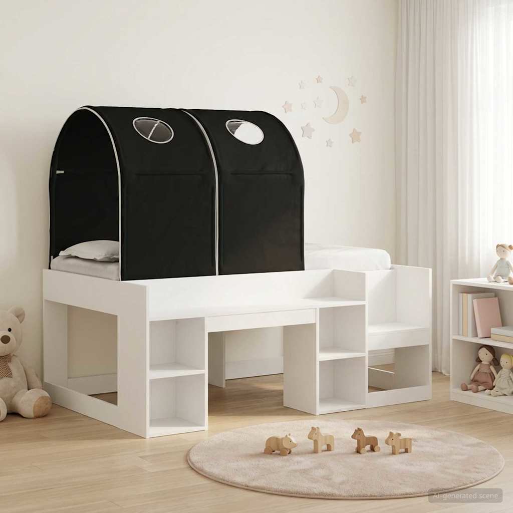 Bed with Tunnel 3 pcs White and Black Engineered Wood