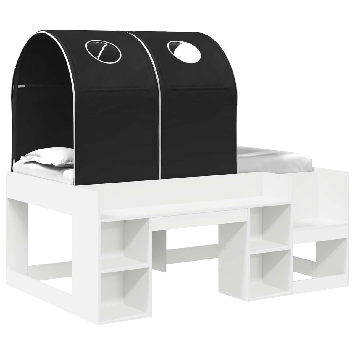 Bed with Tunnel 3 pcs White and Black Engineered Wood
