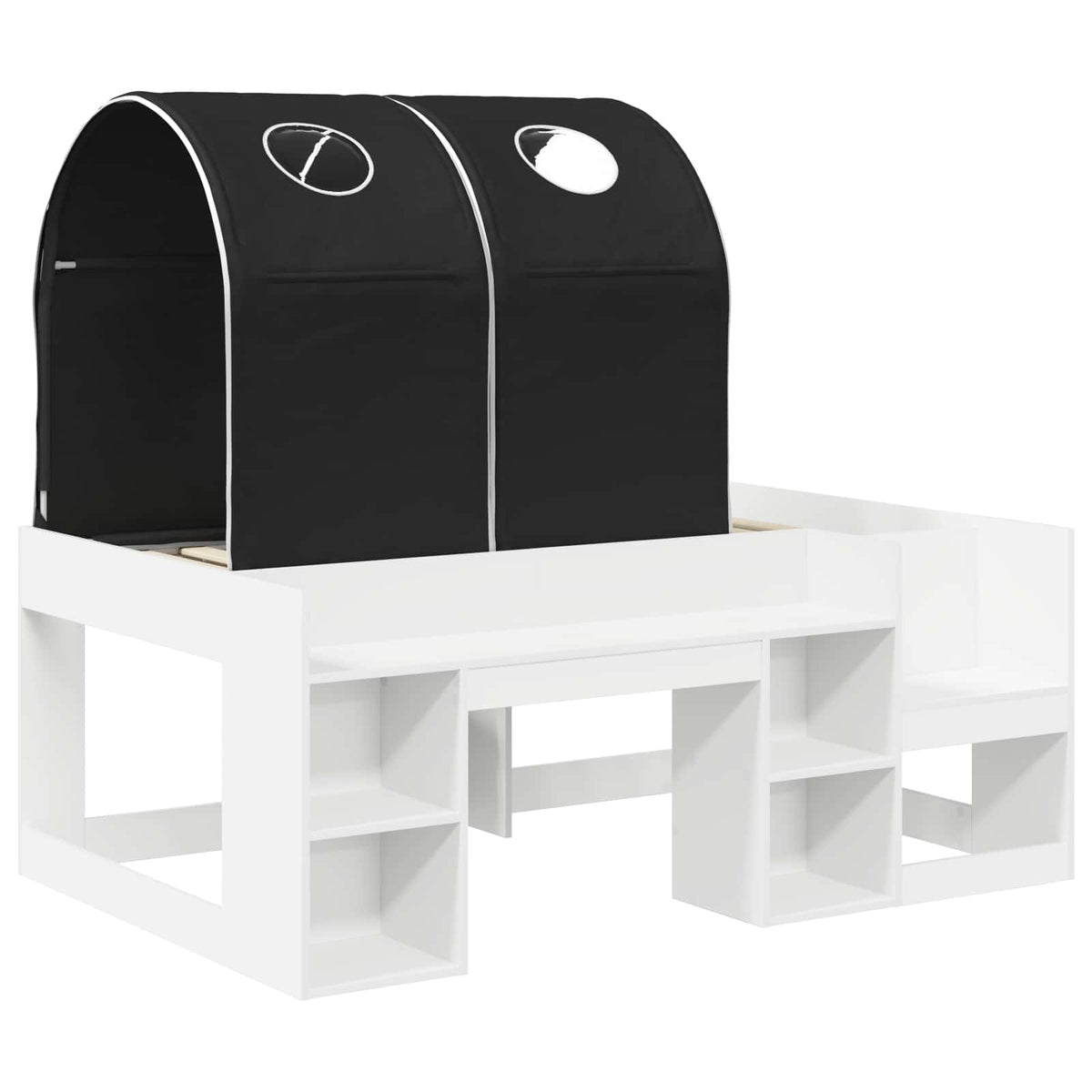 Bed with Tunnel 3 pcs White and Black Engineered Wood
