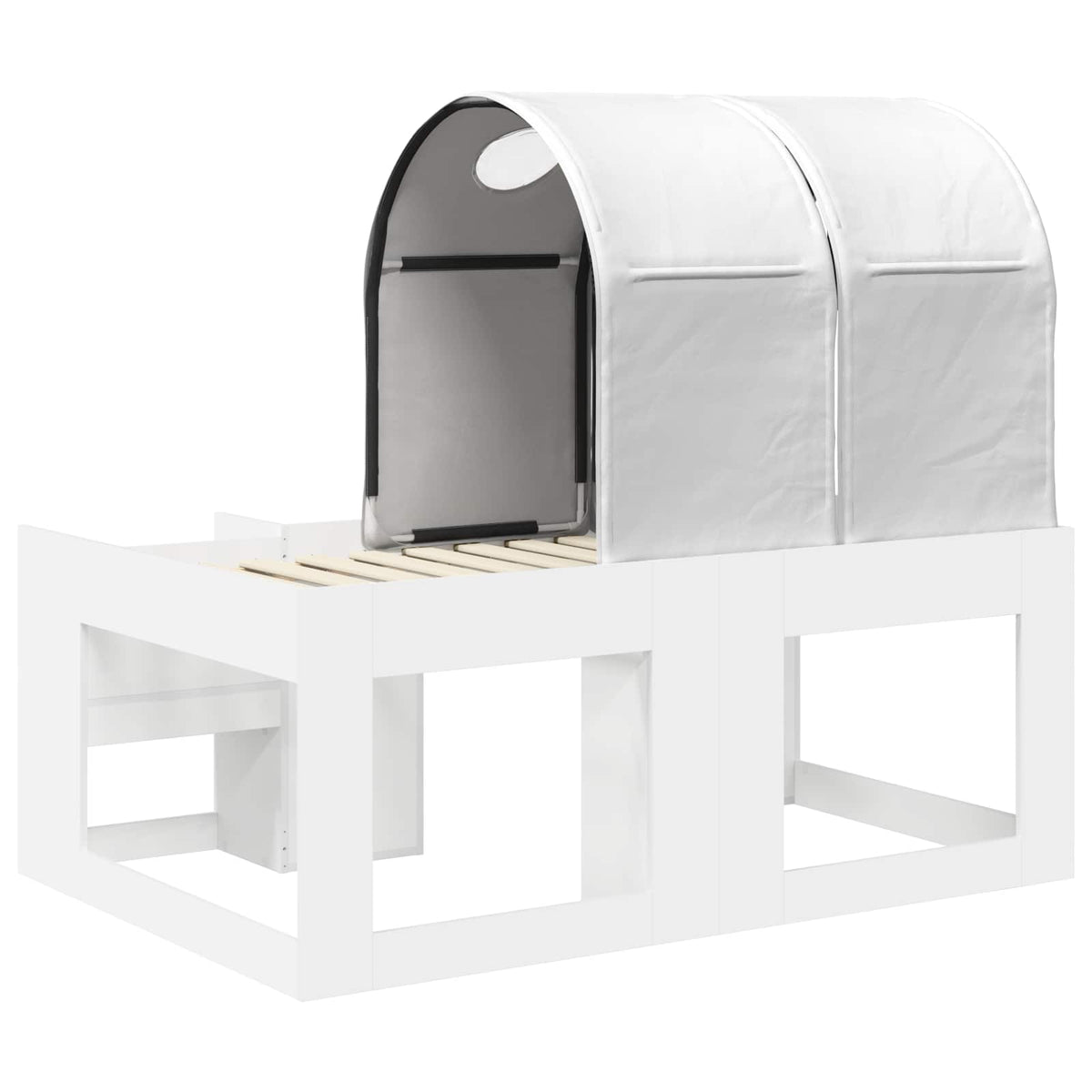 Bed with Tunnel with Shelf 3 pcs White Engineered Wood
