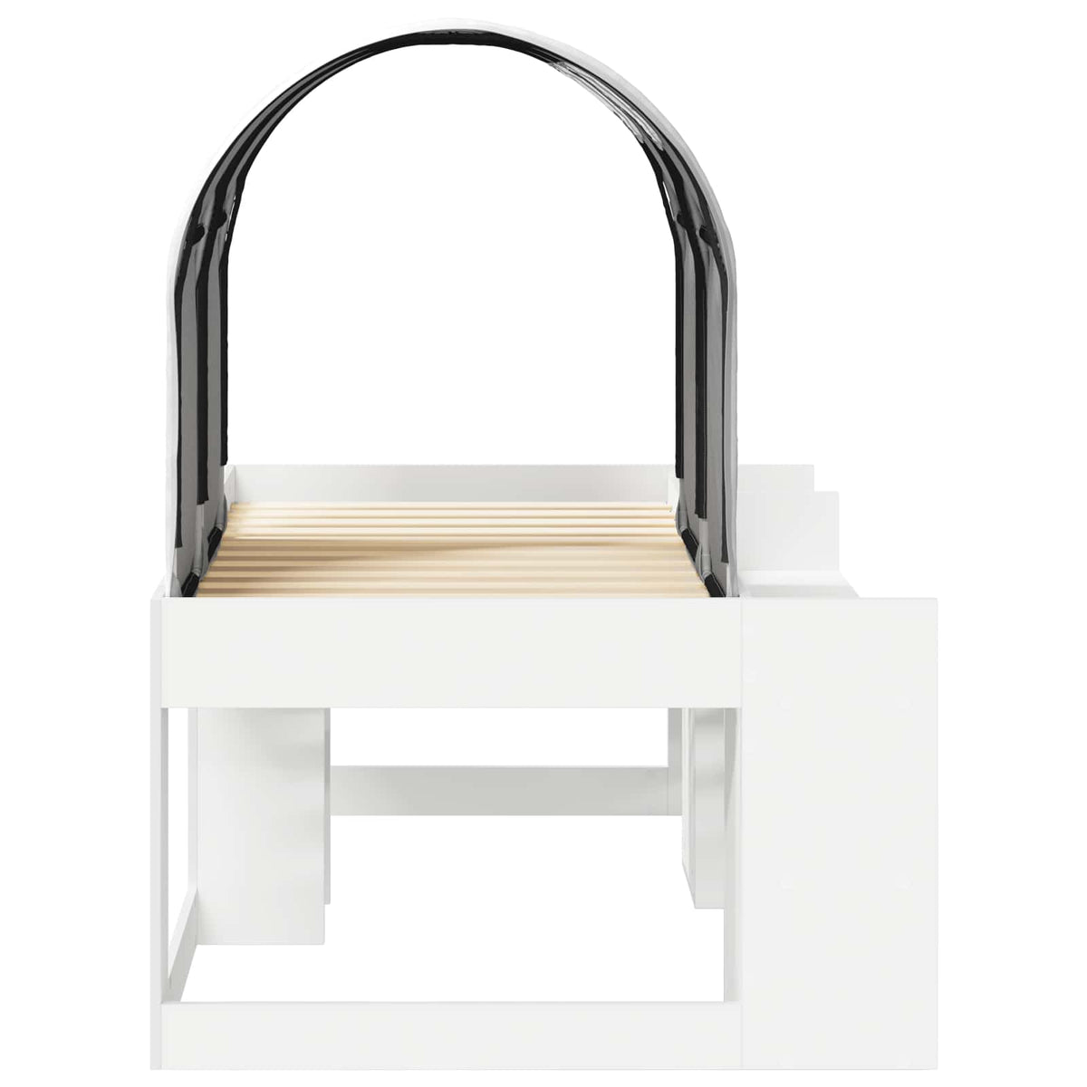 Bed with Tunnel with Shelf 3 pcs White Engineered Wood
