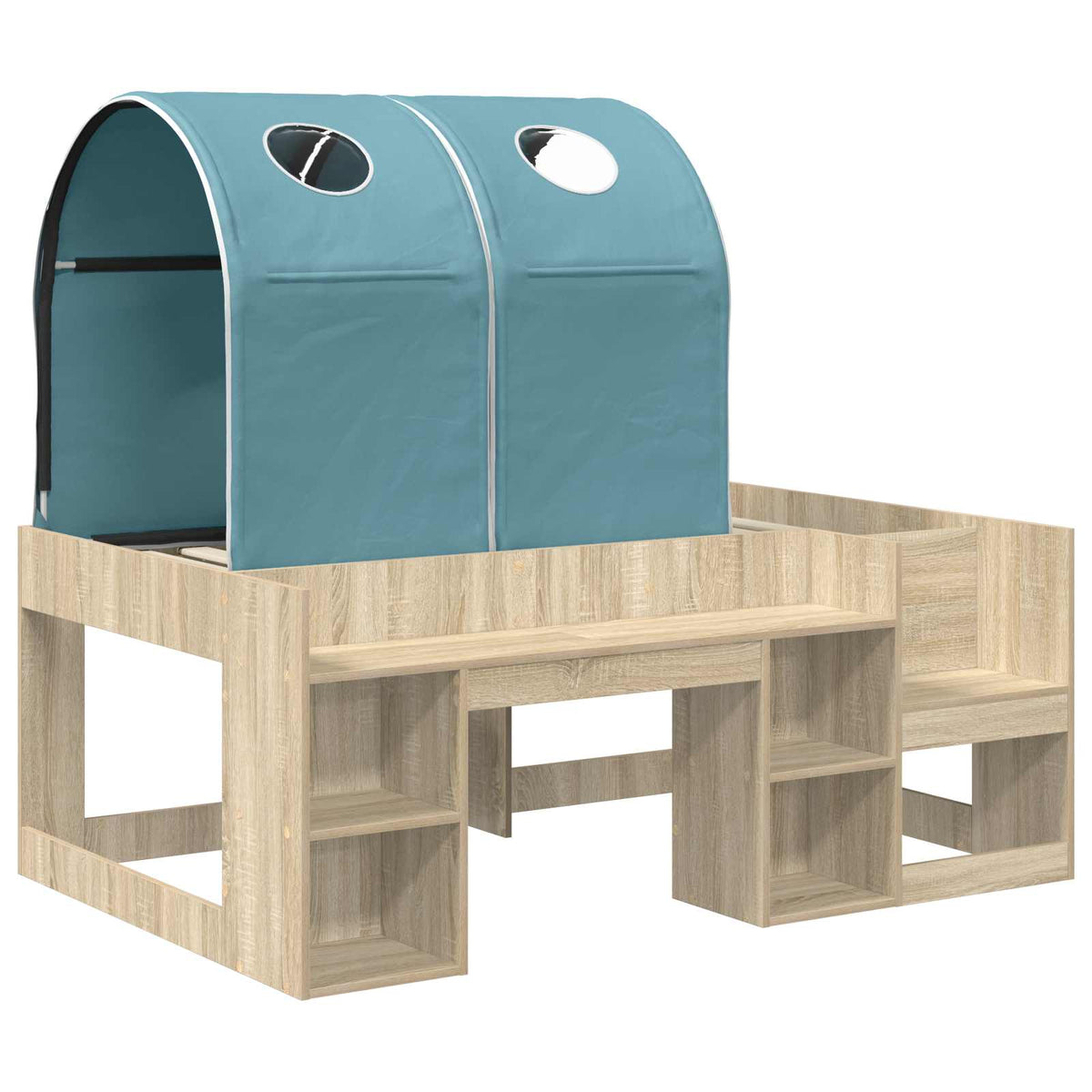Bed with Tunnel 3 pcs Sonoma Oak and Light Blue Engineered Wood