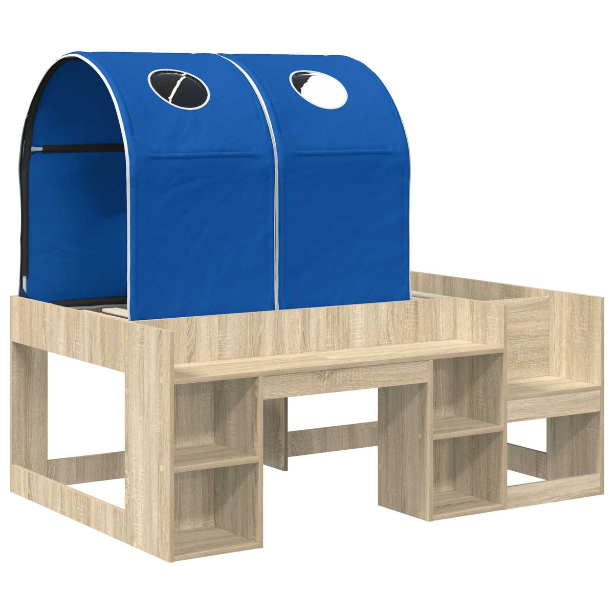 Bed with Tunnel 3 pcs Sonoma Oak and Blue Engineered Wood