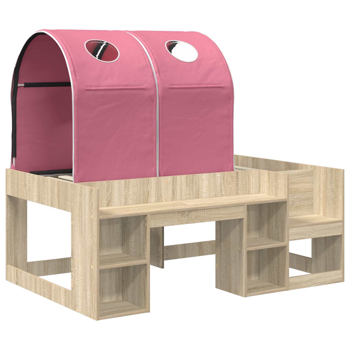 Bed with Tunnel 3 pcs Sonoma Oak and Pink Engineered Wood
