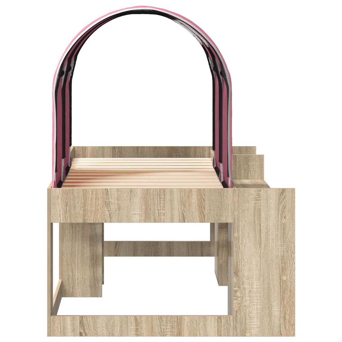 Bed with Tunnel 3 pcs Sonoma Oak and Pink Engineered Wood