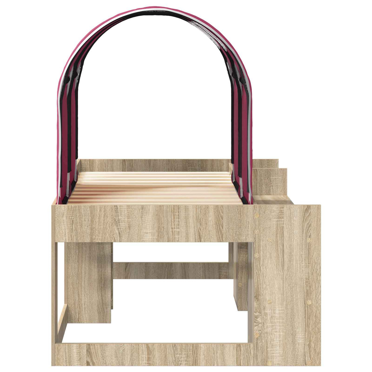 Bed with Tunnel 3 pcs Sonoma Oak and Red Engineered Wood