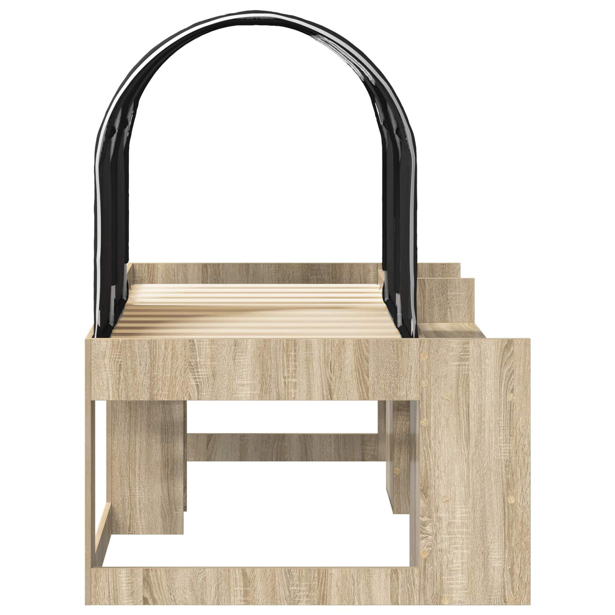 Bed with Tunnel 3 pcs Sonoma Oak and Black Engineered Wood