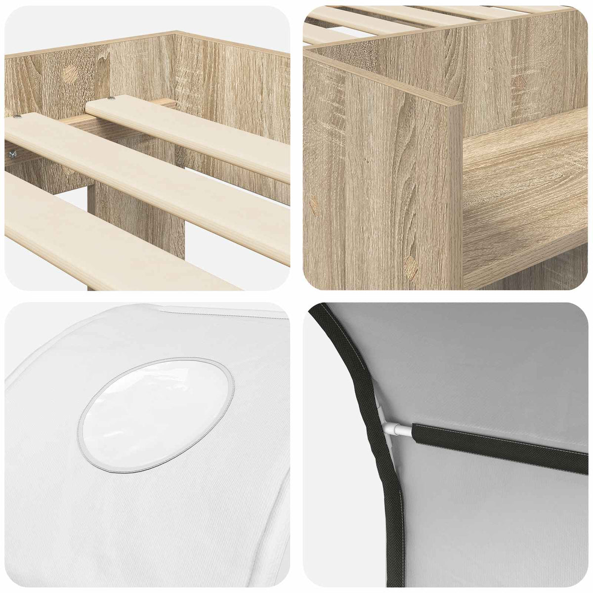 Bed with Tunnel 3 pcs Sonoma Oak and White Engineered Wood