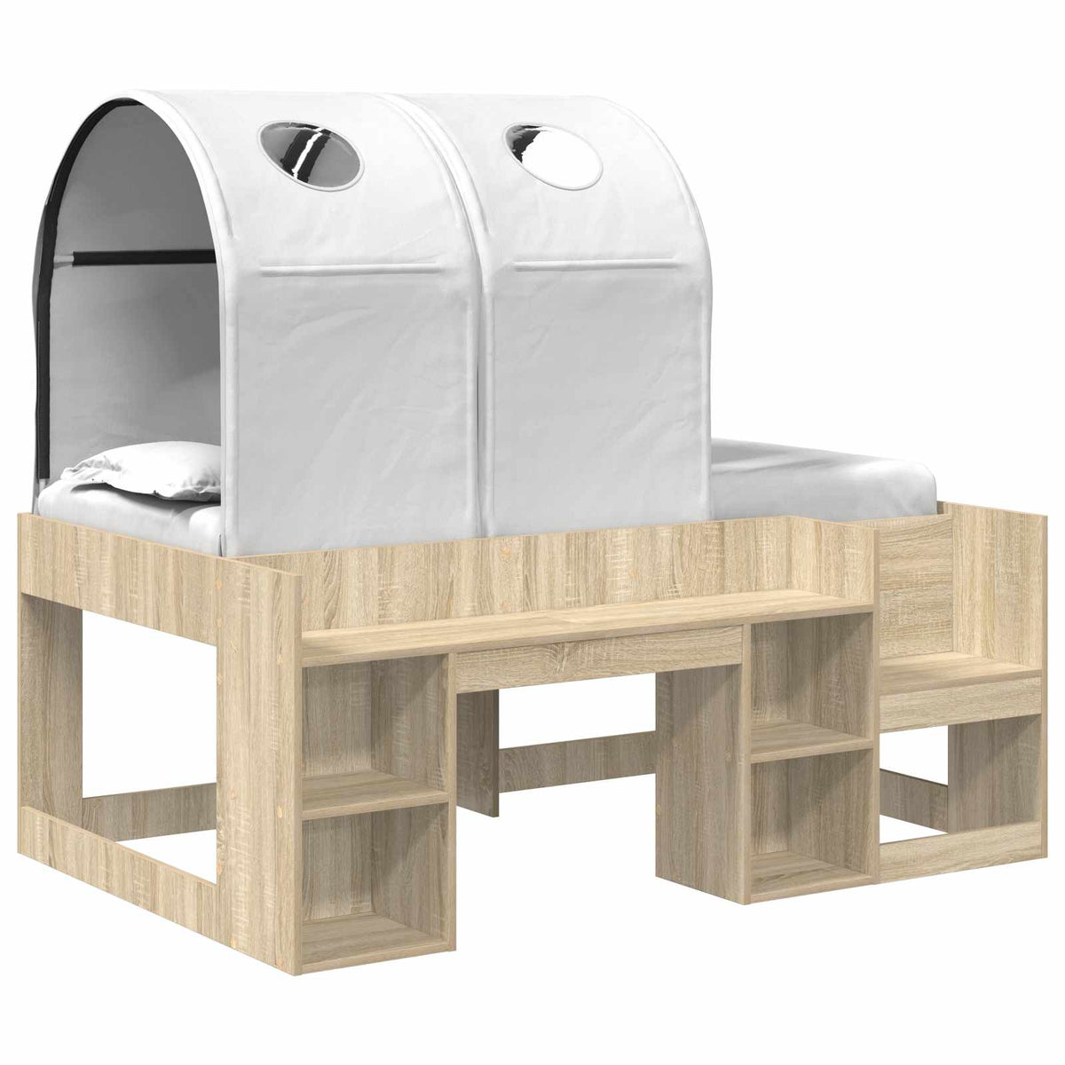 Bed with Tunnel 3 pcs Sonoma Oak and White Engineered Wood