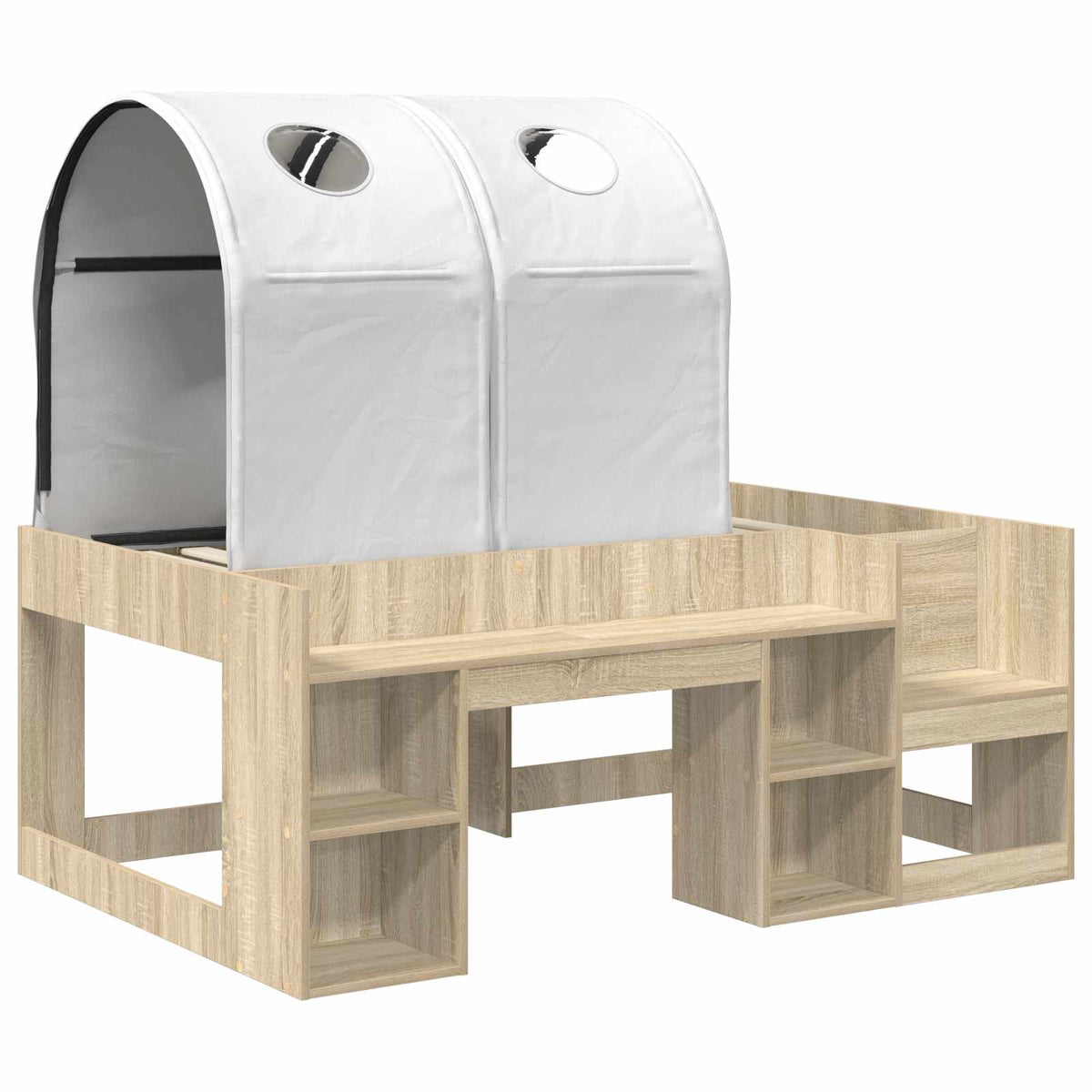 Bed with Tunnel 3 pcs Sonoma Oak and White Engineered Wood