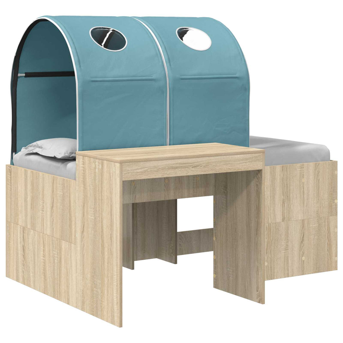 Bed with Tunnel 3 pcs Sonoma Oak and Light Blue Engineered Wood
