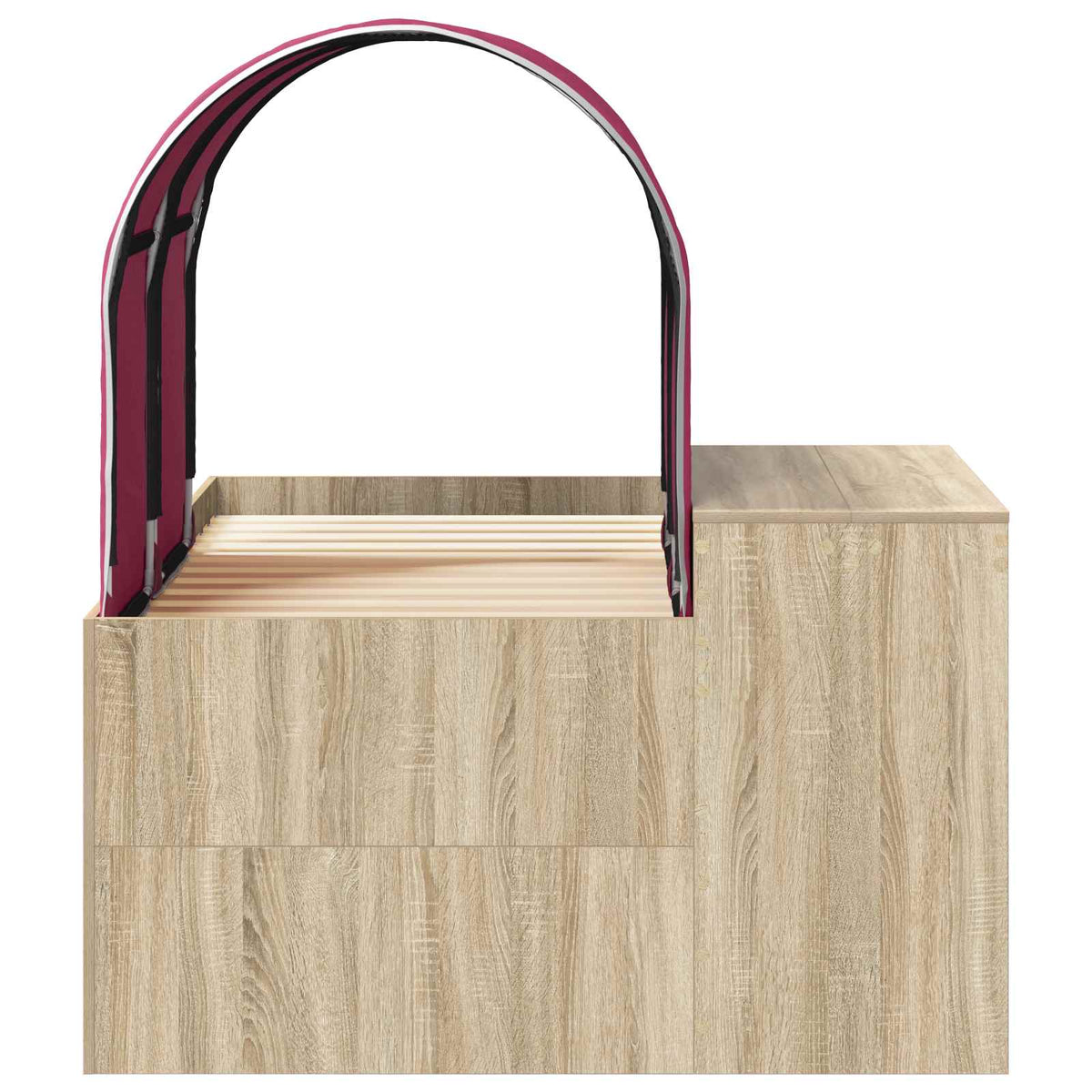 Bed with Tunnel 3 pcs Sonoma Oak and Red Engineered Wood