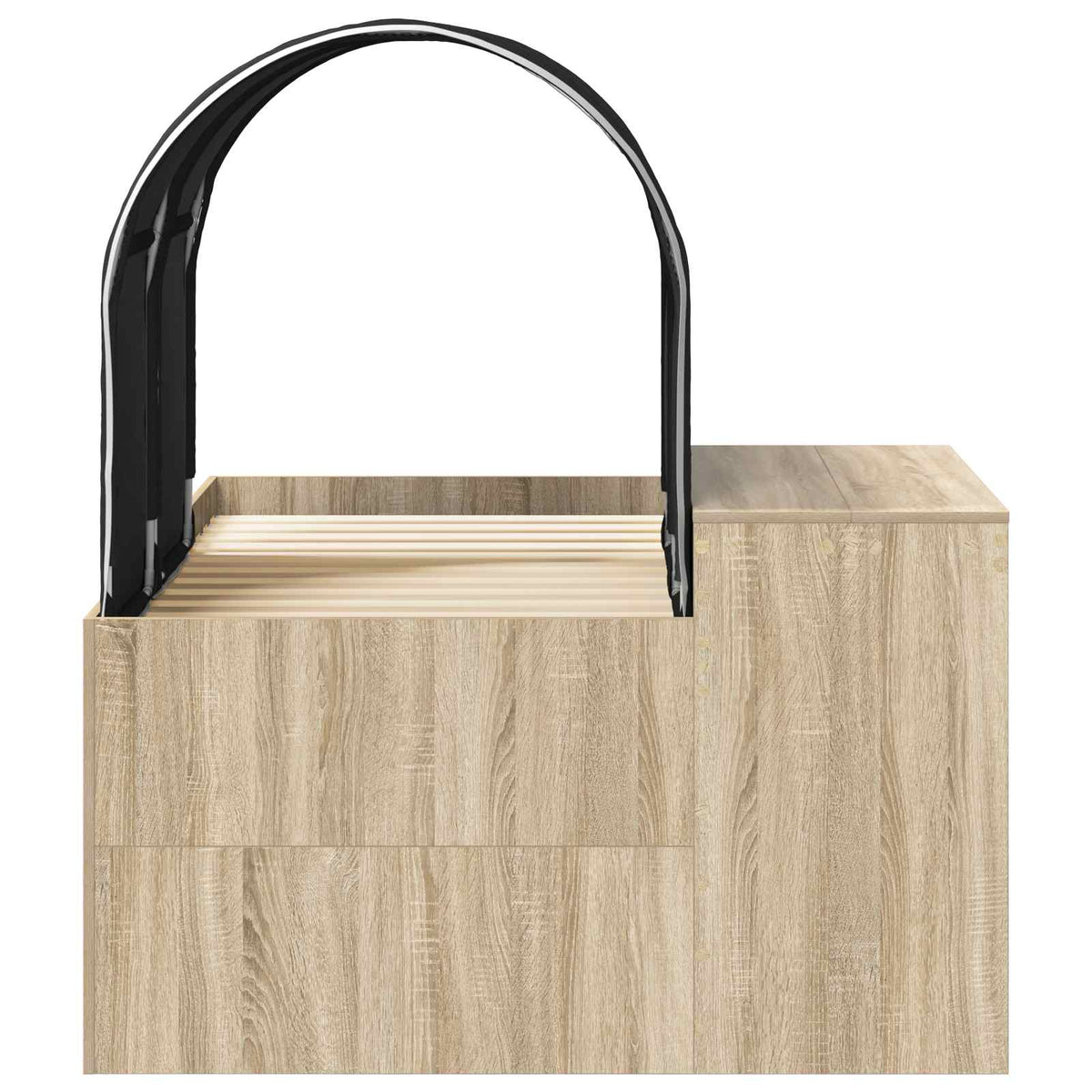 Bed with Tunnel 3 pcs Sonoma Oak and Black Engineered Wood