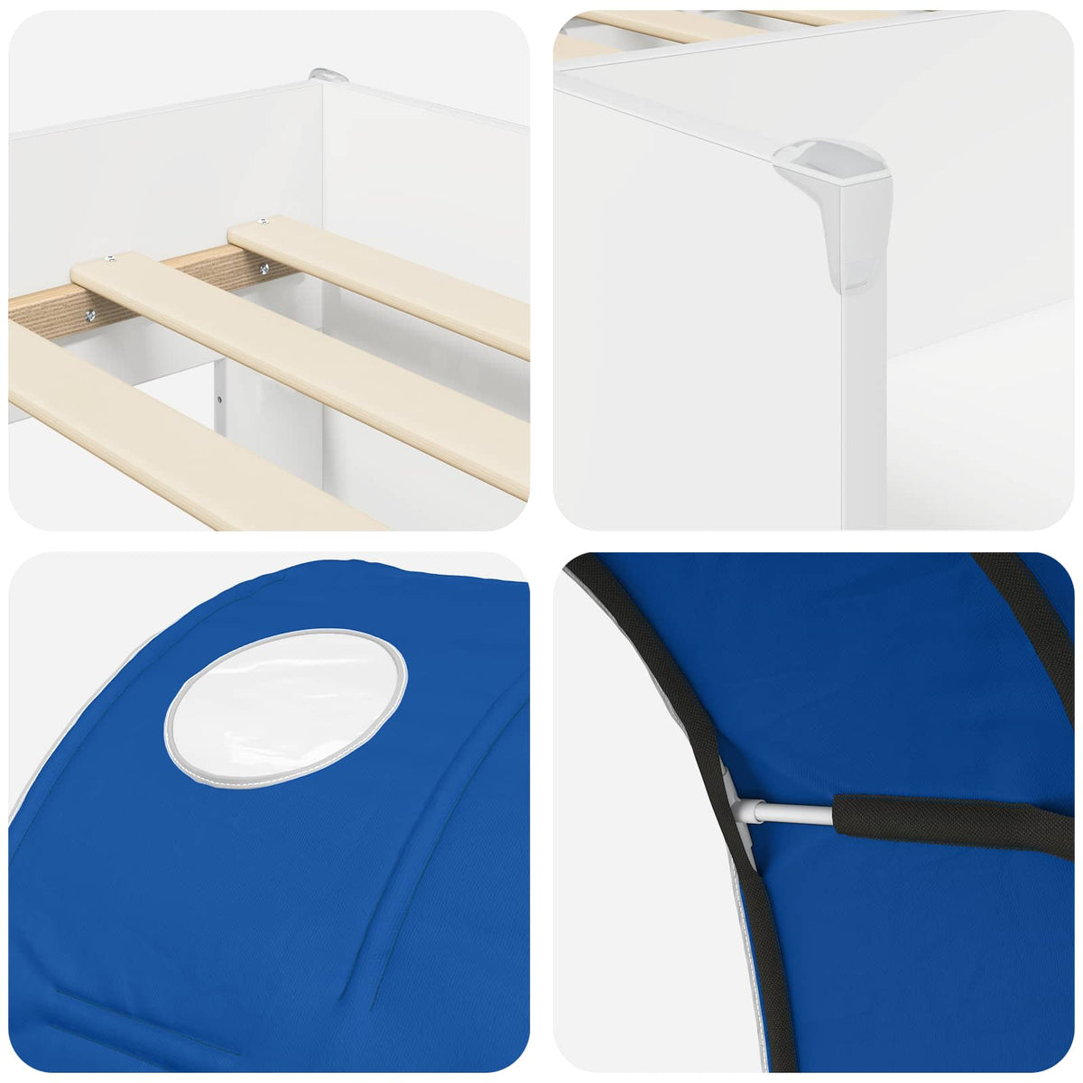 Bed with Tunnel 4 pcs White and Blue Engineered Wood
