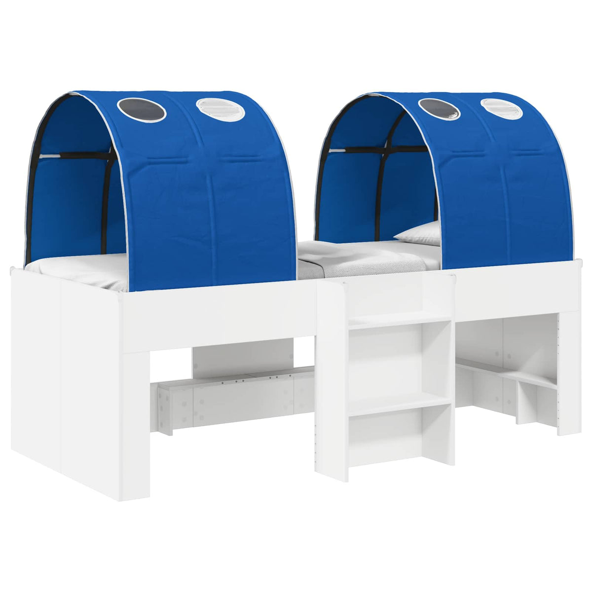 Bed with Tunnel 4 pcs White and Blue Engineered Wood