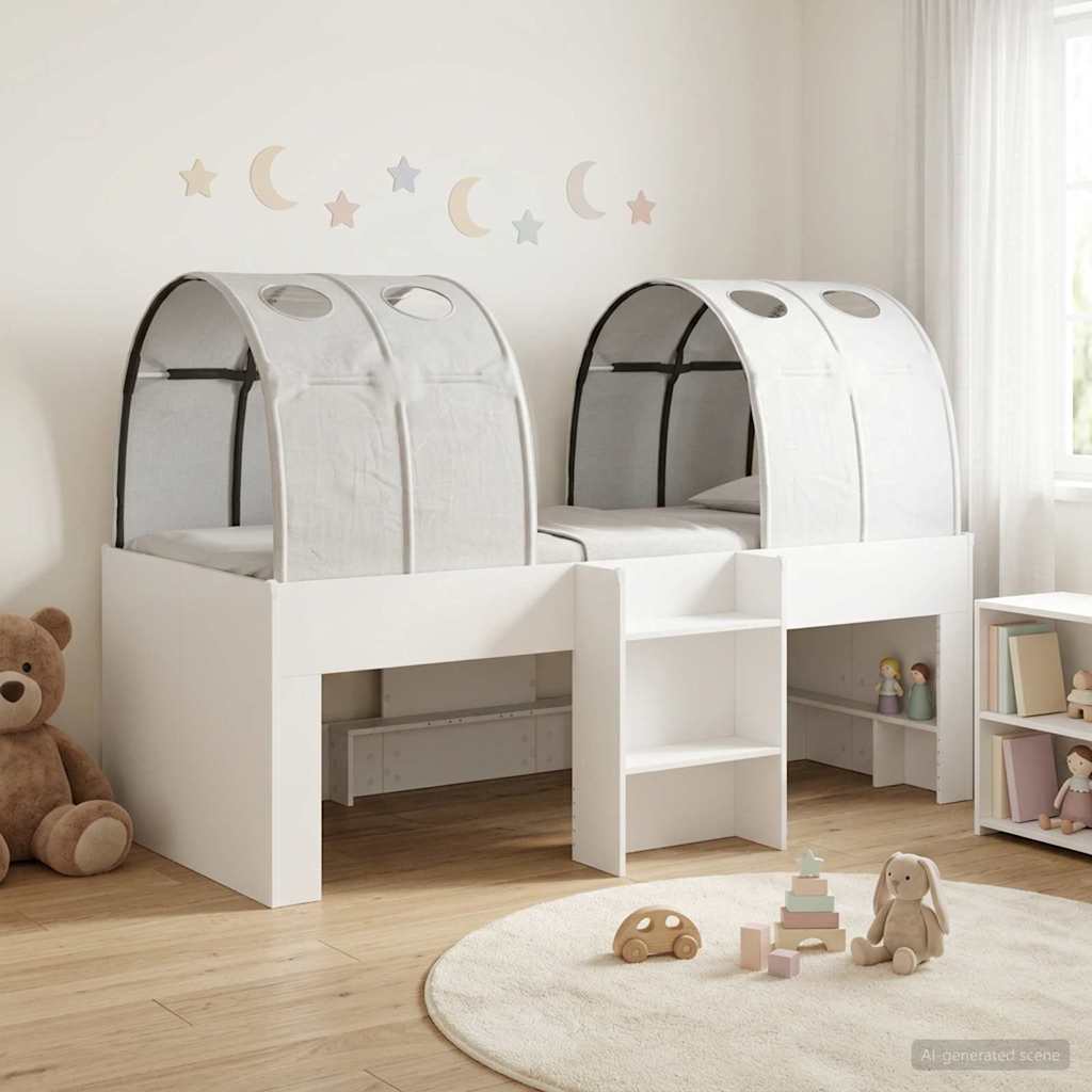 Bed with Tunnel 3 pcs White Engineered Wood
